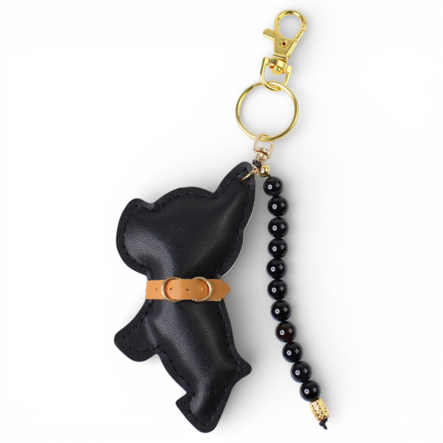 FRONHOFER Taschenanhänger 19482 Taschenanhänger mit Hund aus Kunstleder, Perlenkette farblich passend