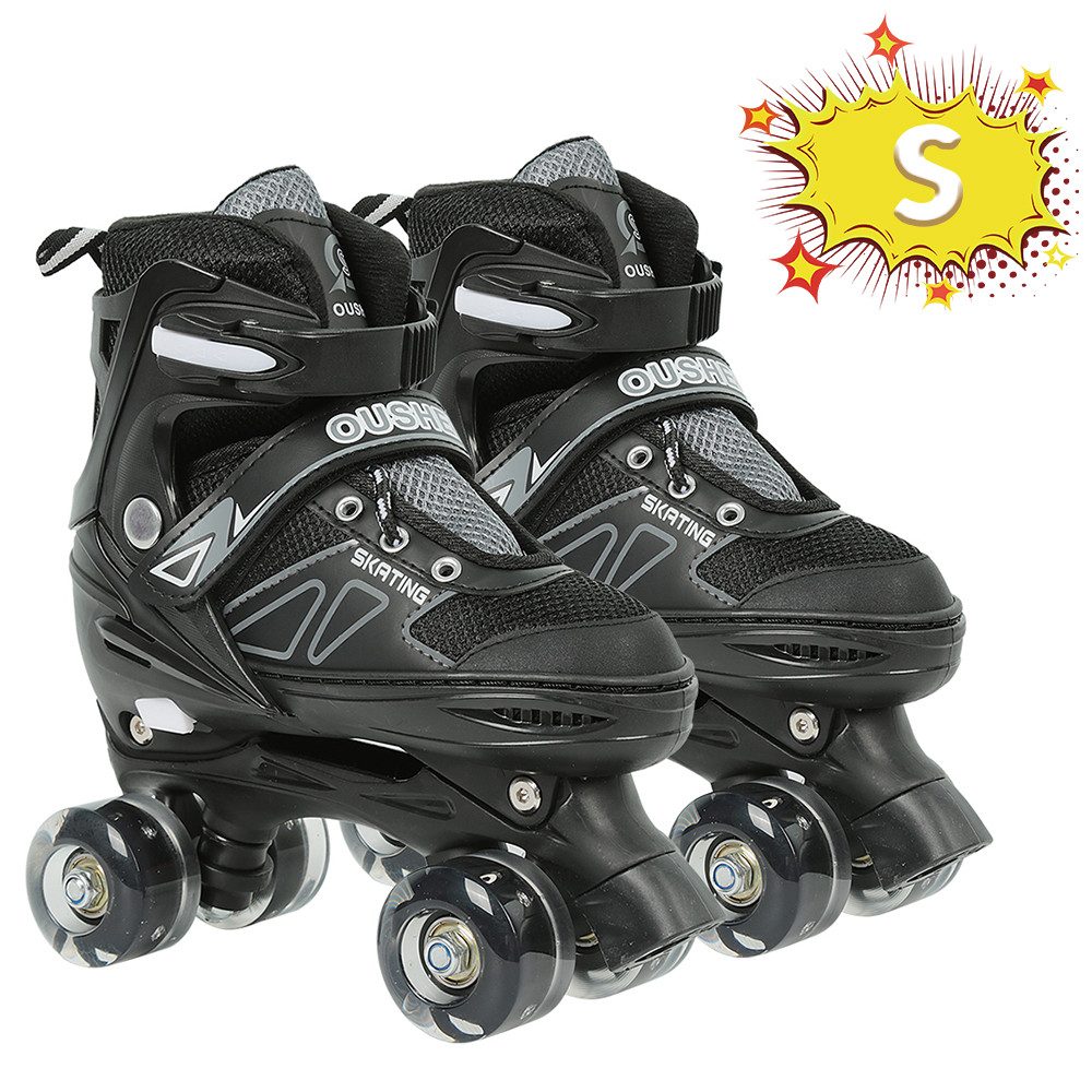 JEOBEST Rollschuhe Verstellbare Rollschuhe für Kinder, Atmungsaktiv Quad Skates, Für Mädchen und Jungen, Weihnachts Geschenke, Größen 27-37