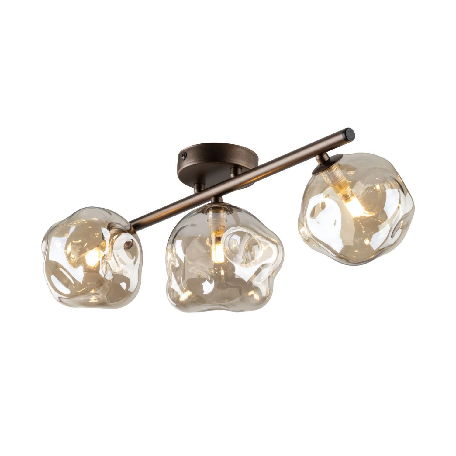 Licht-Erlebnisse Deckenstrahler UMERA, ohne Leuchtmittel, Metall Rauchglas G9 verstellbar Braun Cognac 3-flammig länglich