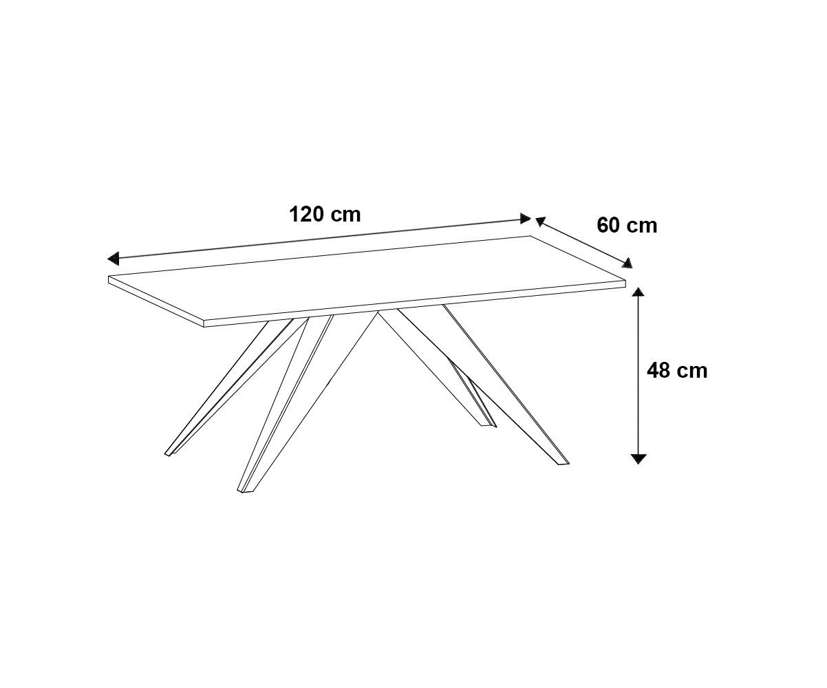 Feldmann-Wohnen Couchtisch Aria (wählbar aus 16 verschiedenen Tischplatten- und 3 Gestellfarben, 1-St., pulverbeschichtetes Gestell, besonders attraktiv, schlicht elegant), 120x60x48cm, lässt sich hervorragend kombinieren & individuell nutzen