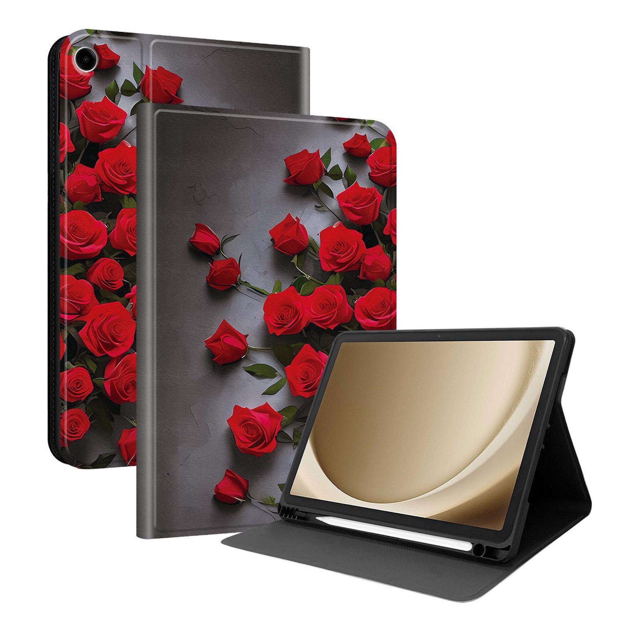 Wigento Tablet-Hülle Für Samsung Galaxy Tab A11+ / Tab A9 + Kunstleder Motiv Tasche, Kunstleder Tablet Hülle mit Stifthalte und Standfunktion