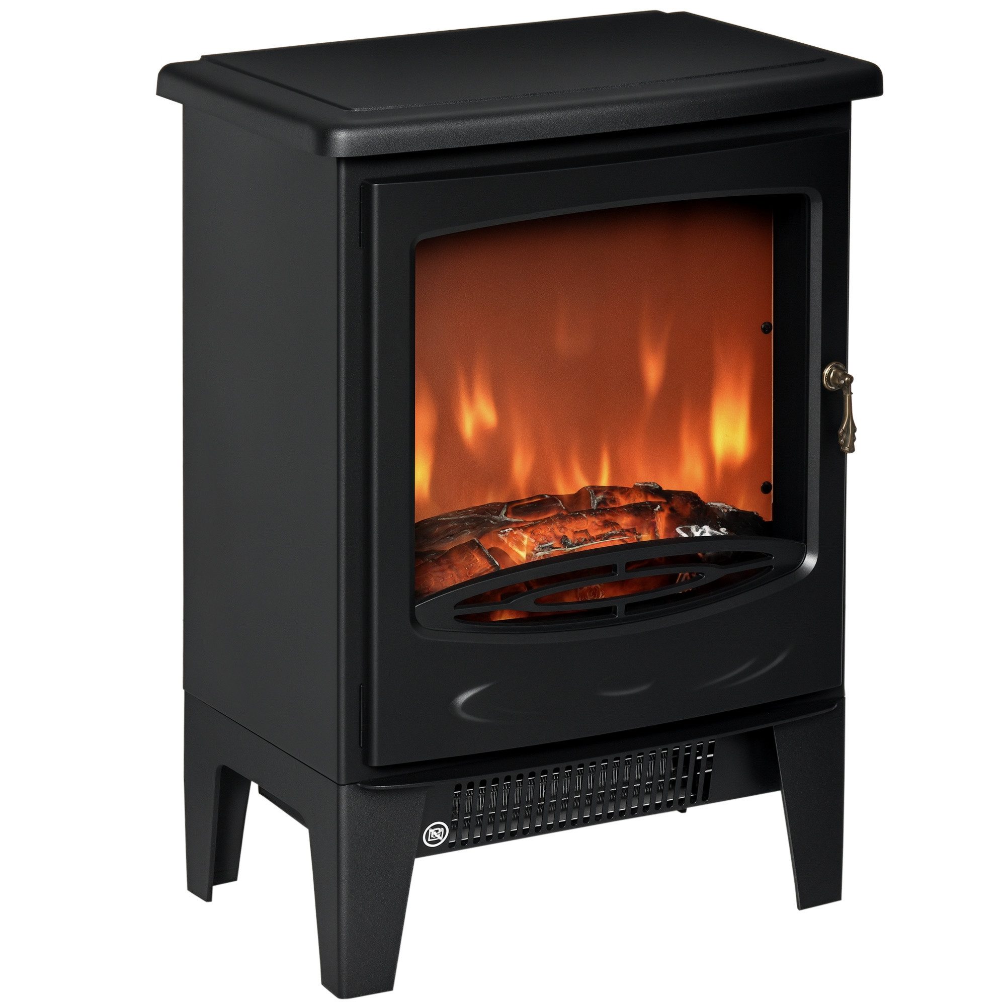 HOMCOM Elektrokamin elektrischer Kamin mit Heizung, Dekokamin, elektrisch Kaminofen, LED Elektrokamin Standkamin mit Flammeneffekt 900,1800W Schwarz – Bild 2 von 5