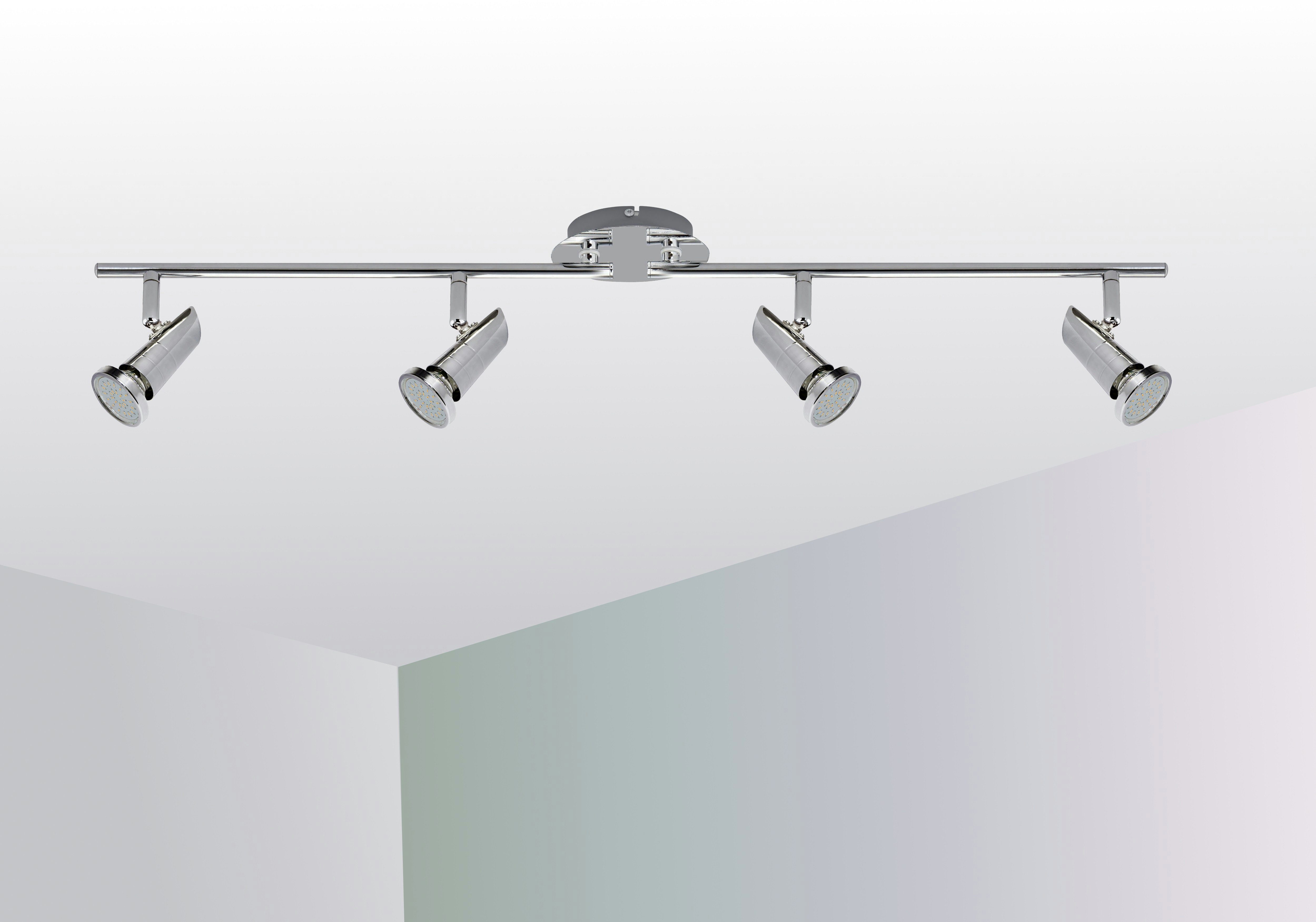 TRANGO LED Deckenstrahler, 4-flammig 2001-048-5W LED Deckenleuchte *MAX* inkl. 4x 5 Watt GU10 LED Leuchtmittel in Chrom-Optik I Deckenlampe I Deckenstrahler I Deckenspots, Wohnzimmer Lampe schwenkbar und drehbar