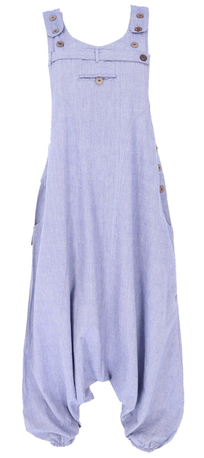 Guru-Shop Relaxhose Bequeme Boho Latzhose, natürlicher Jumpsuit,.. Ethno Style, alternative Bekleidung