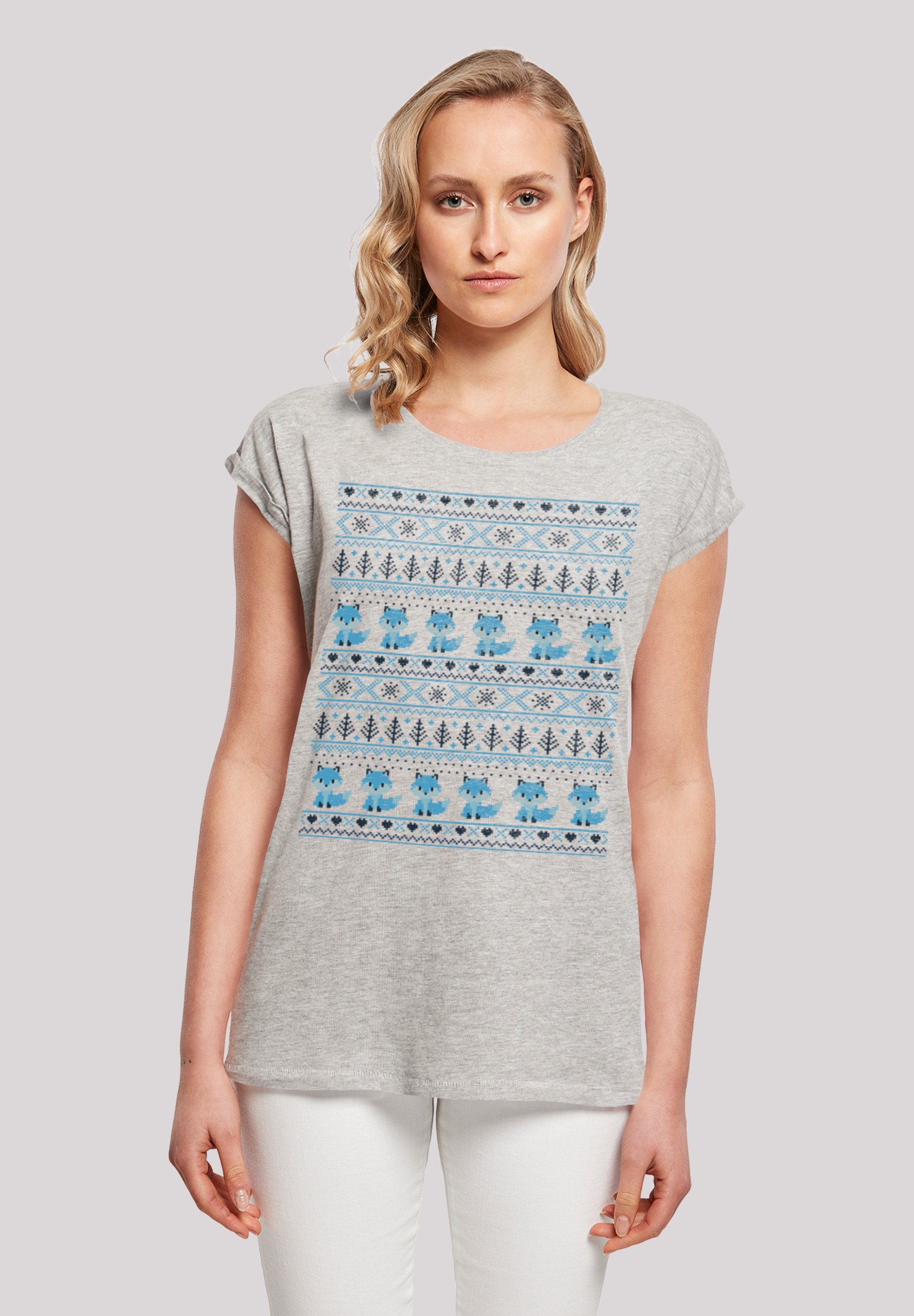 F4NT4STIC T-Shirt Christmas Fuchs Weihnachten Muster Print, Sehr weicher  Baumwollstoff mit hohem Tragekomfort