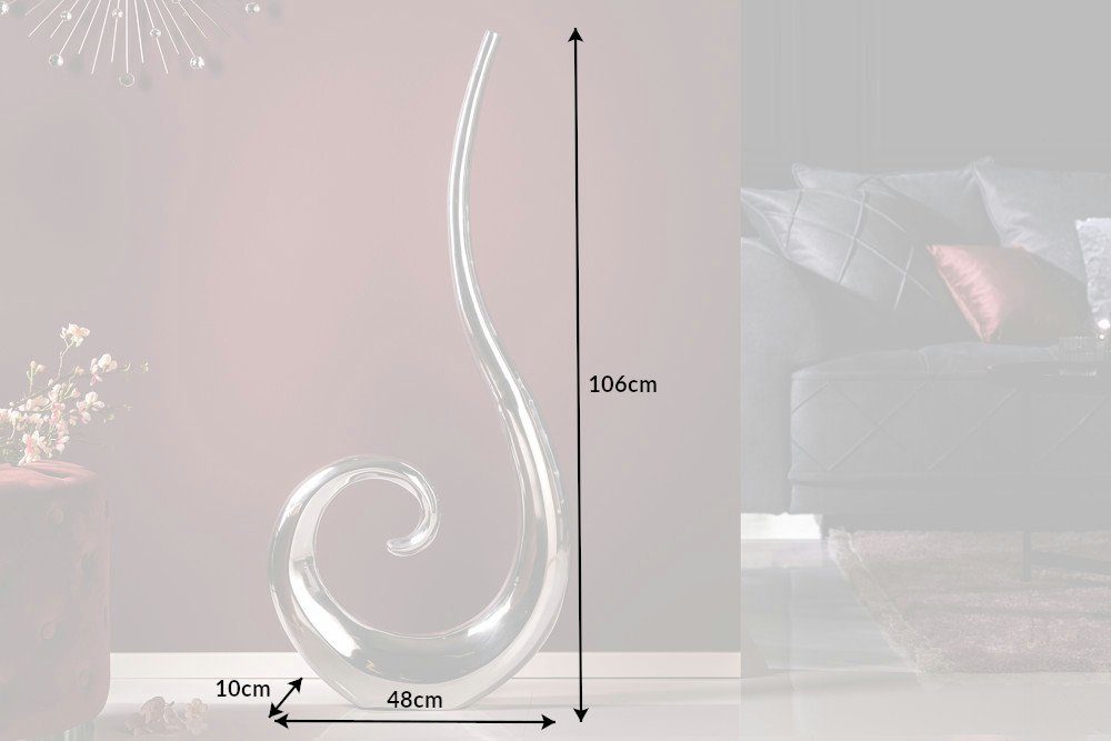 aus XL 106cm riess-ambiente Bodenvase Vase poliert Aluminium Dekovase · silber WAVE (1 St), · ·