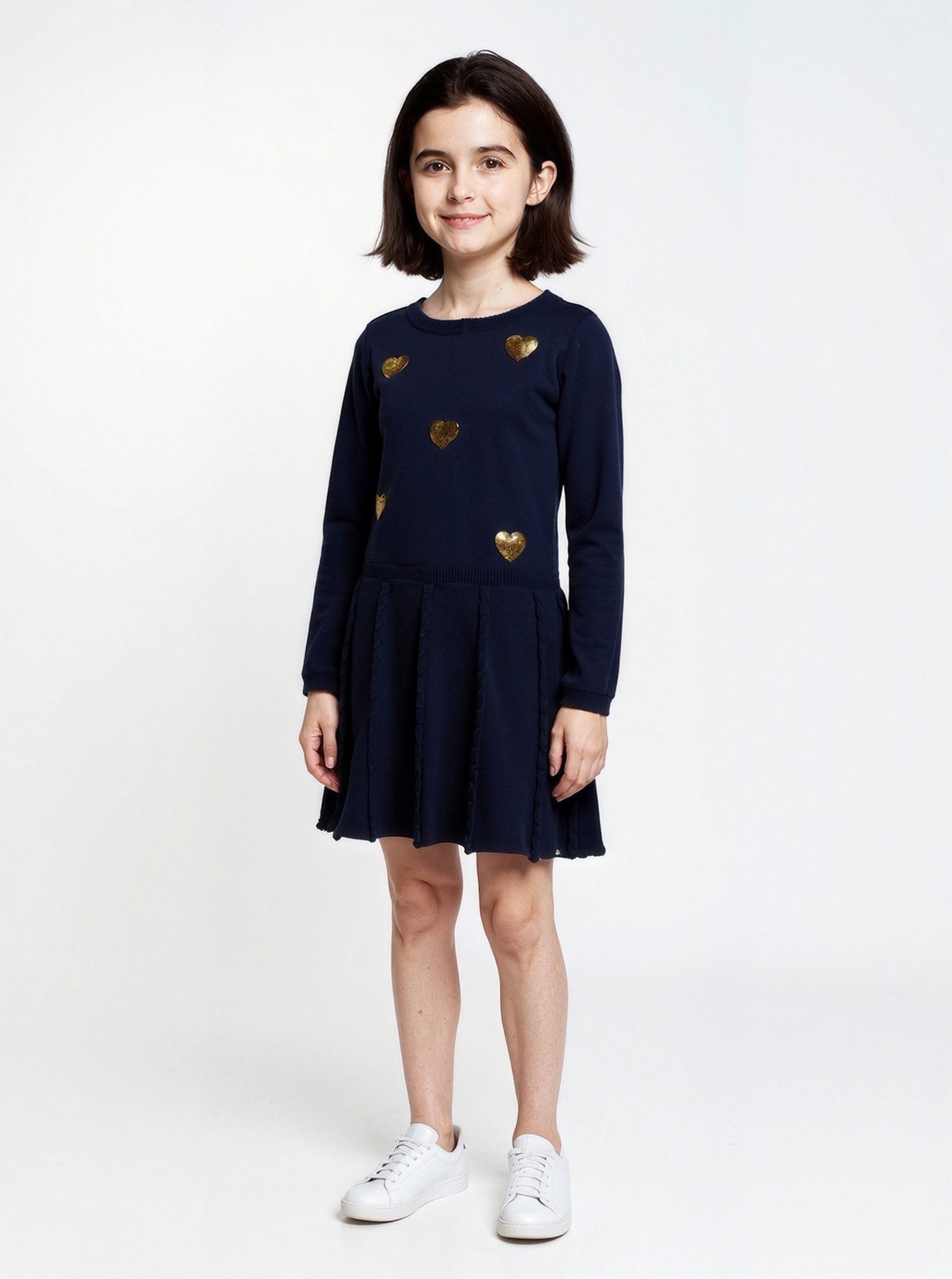 Blue Seven Strickkleid mit Zopfstrickdetails und süßen Kanten in Häkeloptik