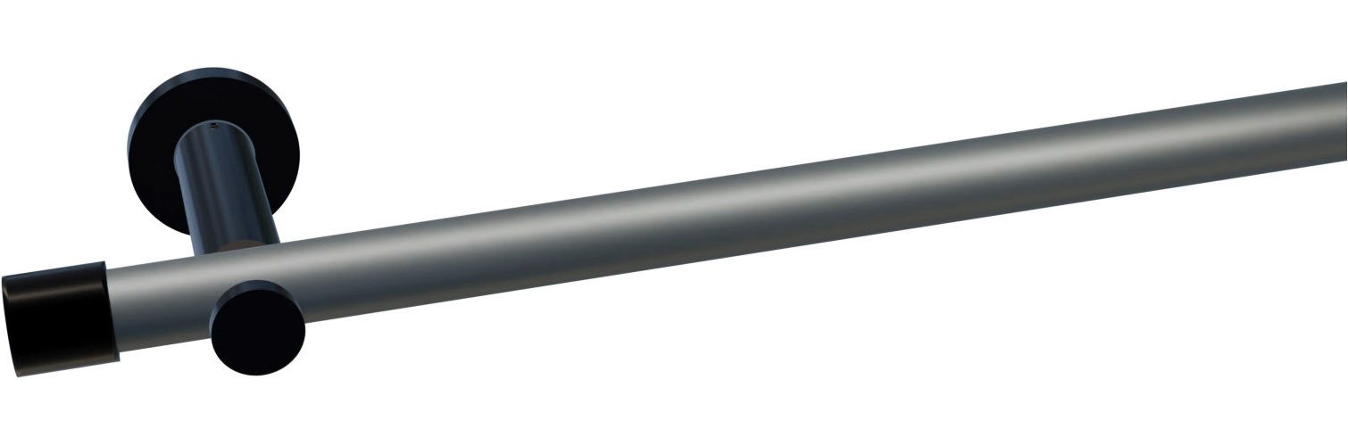 indeko Gardinenstange Linz, Ø 20 mm, 1-läufig, Wunschmaßlänge, mit Bohren, verschraubt, Stahl, Komplett-Set inkl. Montagematerial
