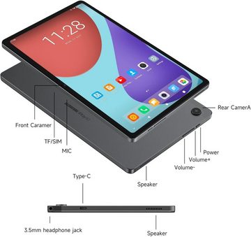 ALLDOCUBE Tablet (10", 128 GB, Android 12, Android Tablet - 6GB RAM, 128GB ROM Unisoc T618 BT 5.0, Schwarz)
