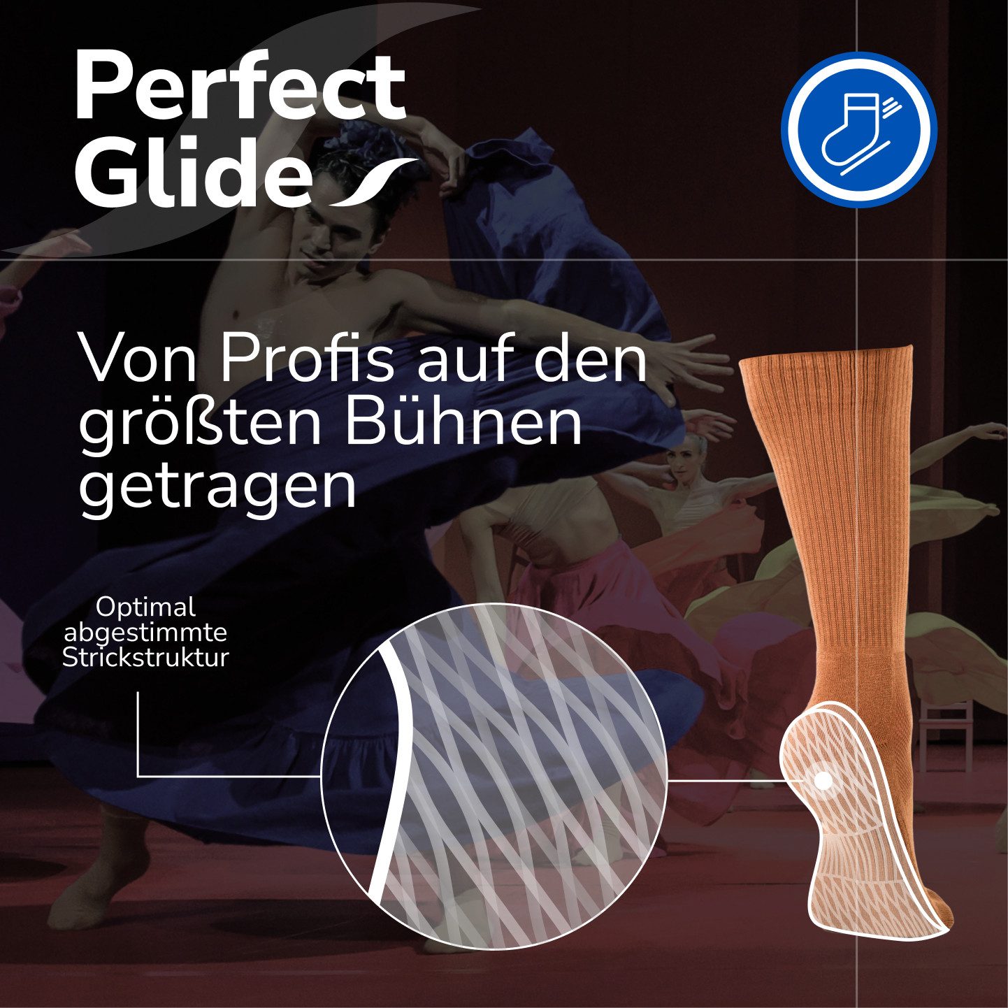 SAFERSOX Sportsocken Tanzsocken (Set, 3er Pack) Ohne Grip für saubere Drehungen, ohne sichtbares Logo