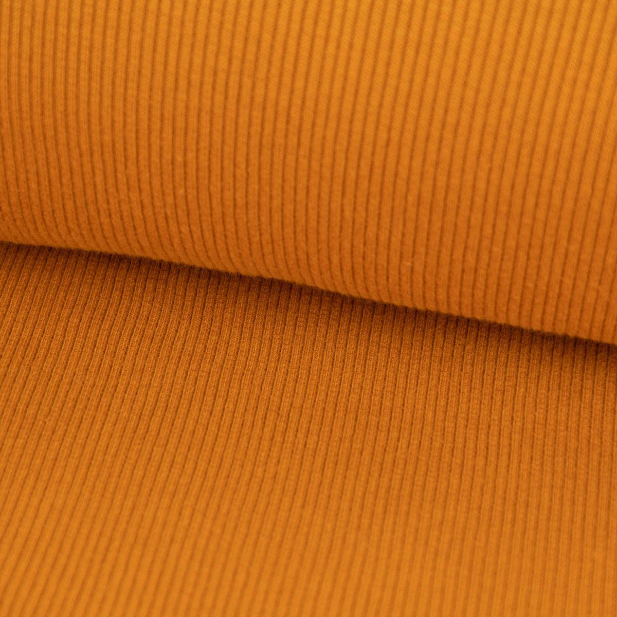 SCHÖNER LEBEN. Stoff Jersey Meterware Rippjersey einfarbig ocker 140cm, allergikergeeignet