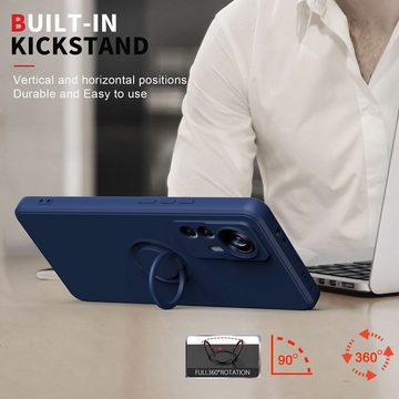 Wigento Handyhülle Für Xiaomi 12T / 12T Pro Design Ring Hart Cover Tasche Hülle Schwarz