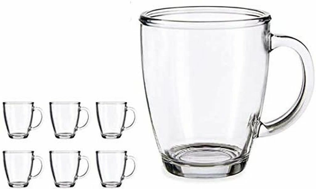 emeco Latte-Macchiato-Tasse 6 Latte Macchiato Gläser 370ml mit Henkel Kaffeegläser Klar AN-3c, Glas