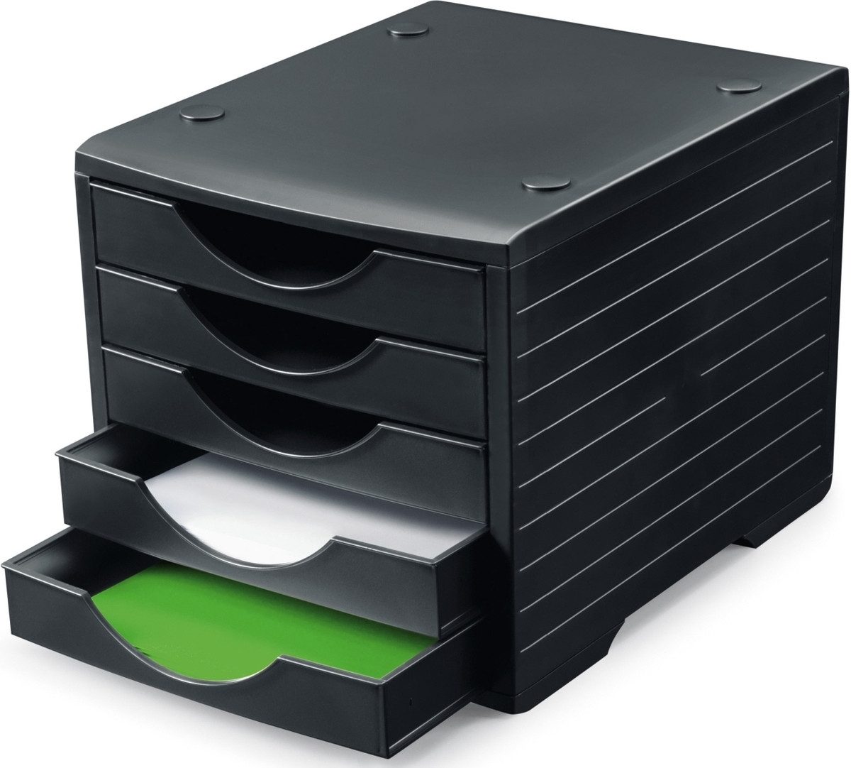 STYRO Organizer Schubladenbox stryogreenbox A4 5 Fächer schwarz/schwarz