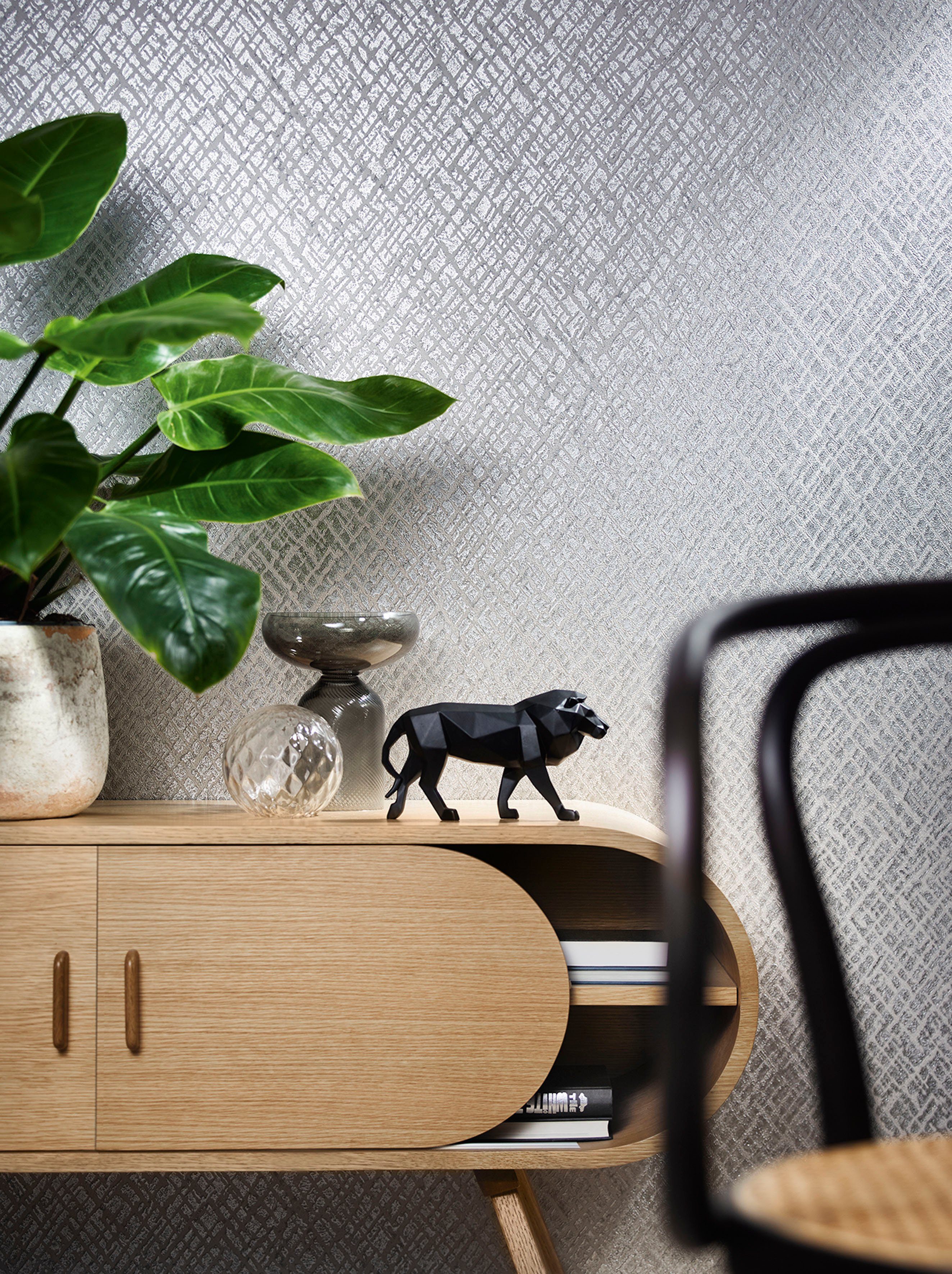 Marburg Vliestapete Wildness, geprägt, Kunst, glänzend, kariert, Kacheln moderne Tapete für Wohnzimmer Schlafzimmer Küche