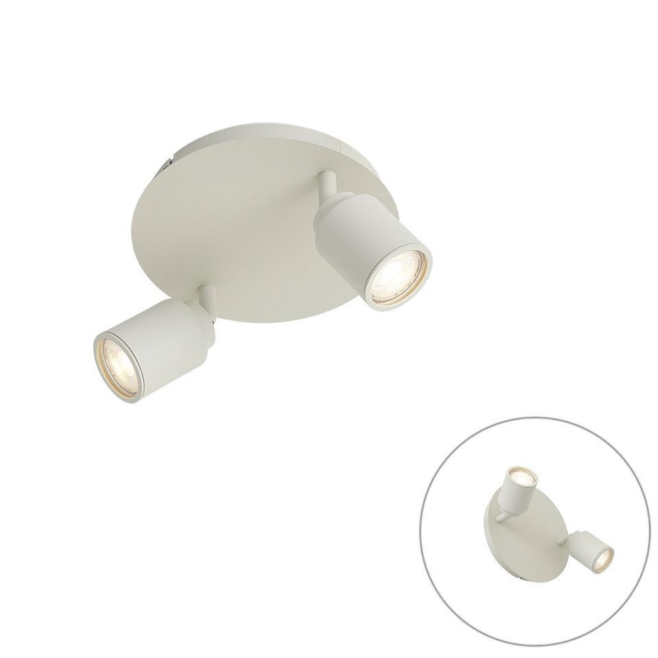 Qazqa LED Aufbaustrahler Ducha, ohne Leuchtmittel, GU10, Beige, Modern, Metall, 2-flammig