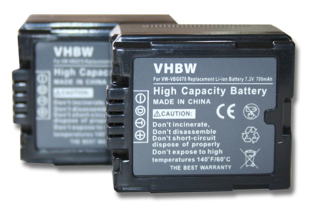 vhbw passend für Panasonic HDC-SD1, HDC-HS9, HDC-HS300, HDC-HS700, Kamera-Akku 700 mAh