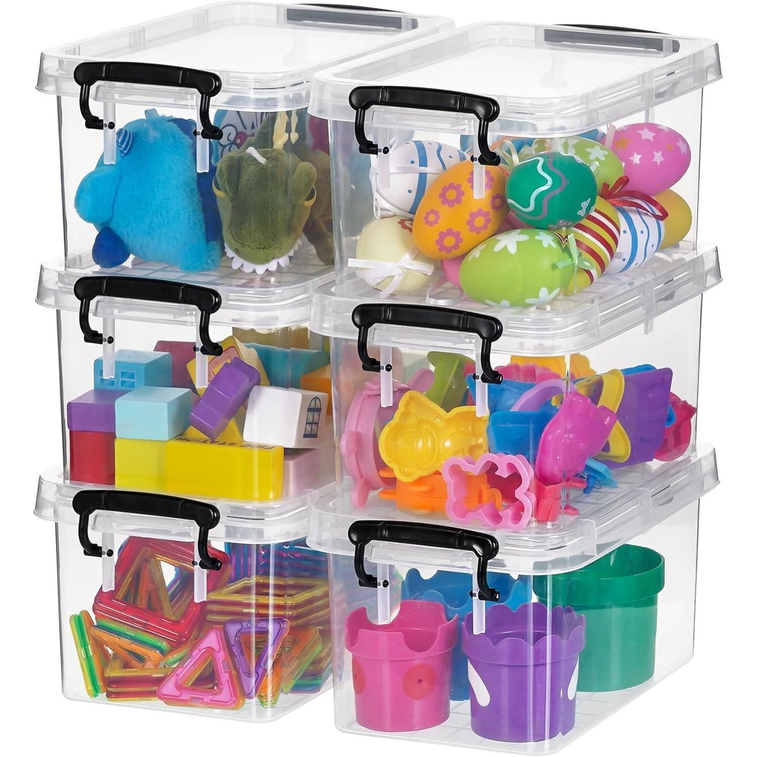 LuxusKollektion Stapelbox Aufbewahrungsbox Deckel Stapelbar Transparent Kleinteile 4L 6er-set
