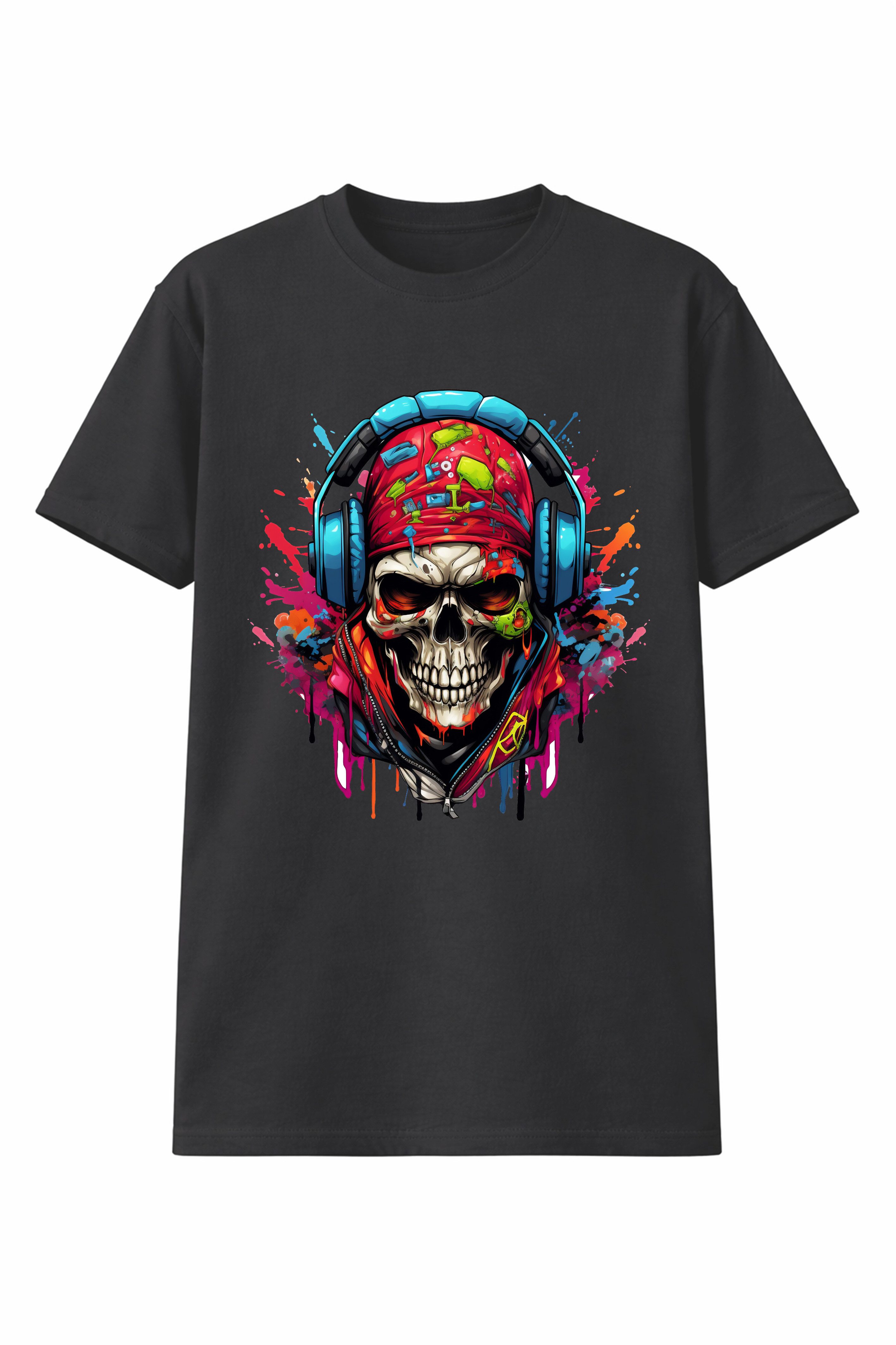 Banco T-Shirt Herren Basic Skull Totenkopf Schädel Skelett Kopf Rundhals 100% Baumwolle – Bild 2 von 3