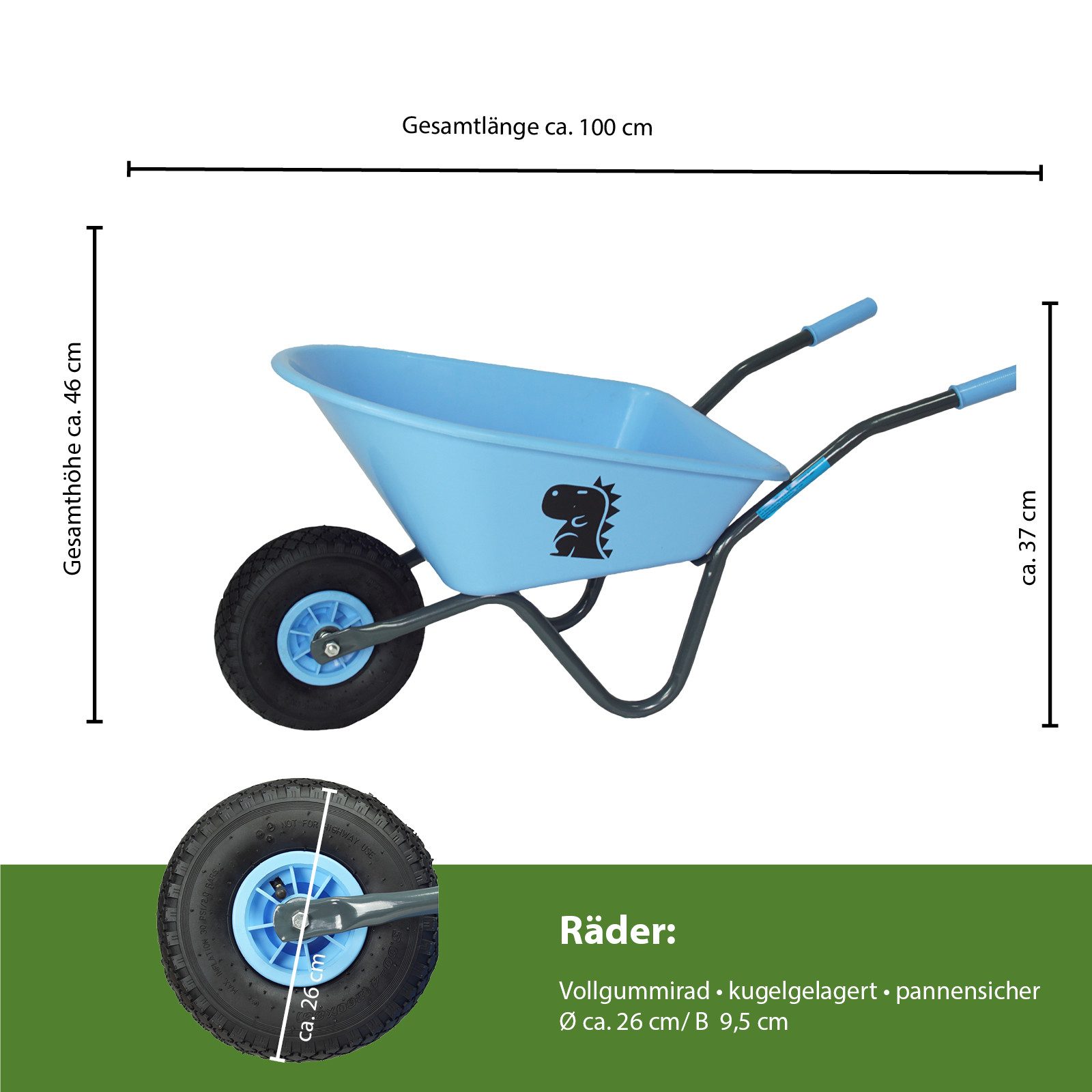 TRUTZHOLM Schubkarre Kinderschubkarre Drache Schiebkarre Metallschubkarre Gartenkarre