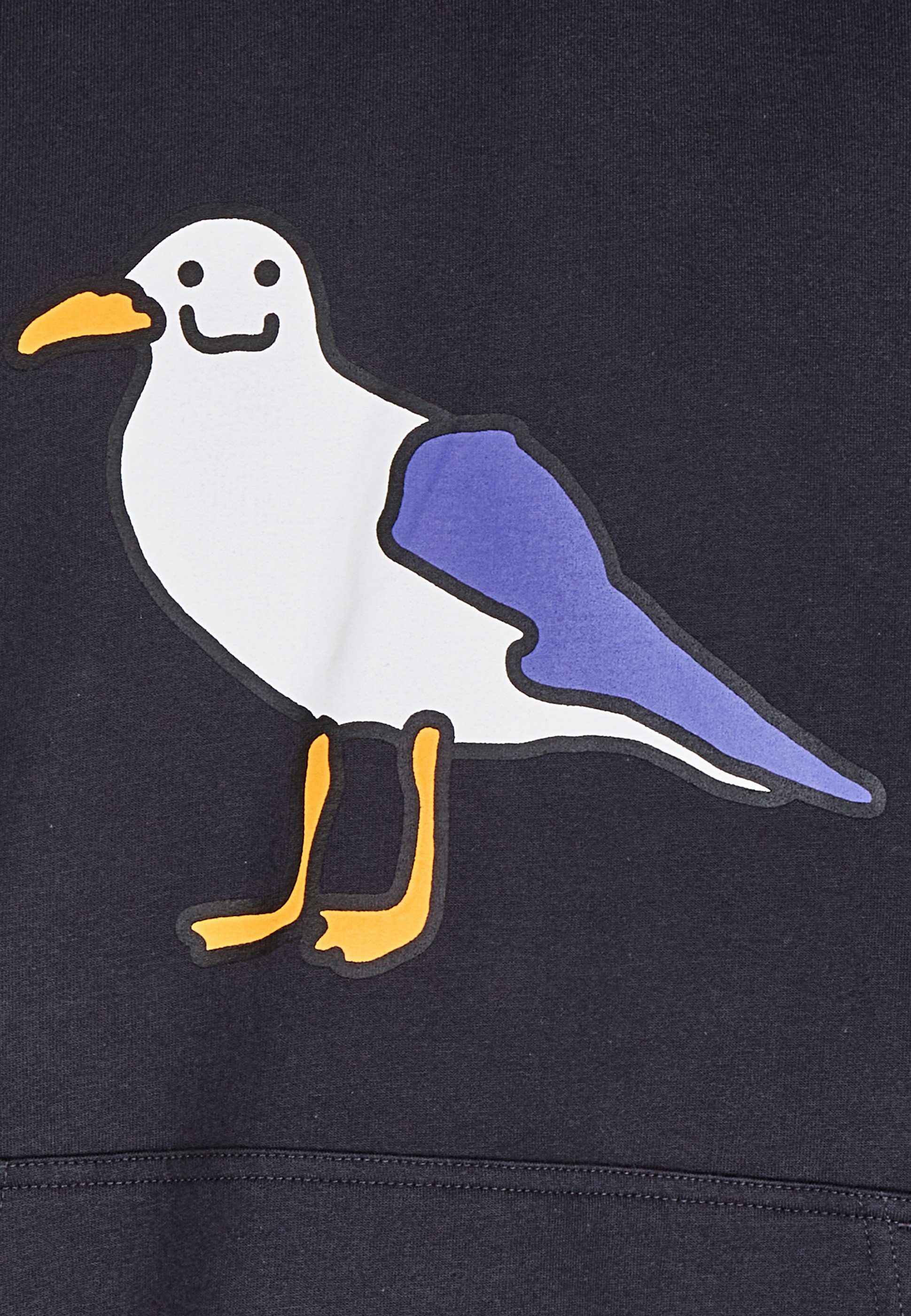dunkelgrau mit coolem Smile Cleptomanicx Kapuzensweatshirt Gull Print