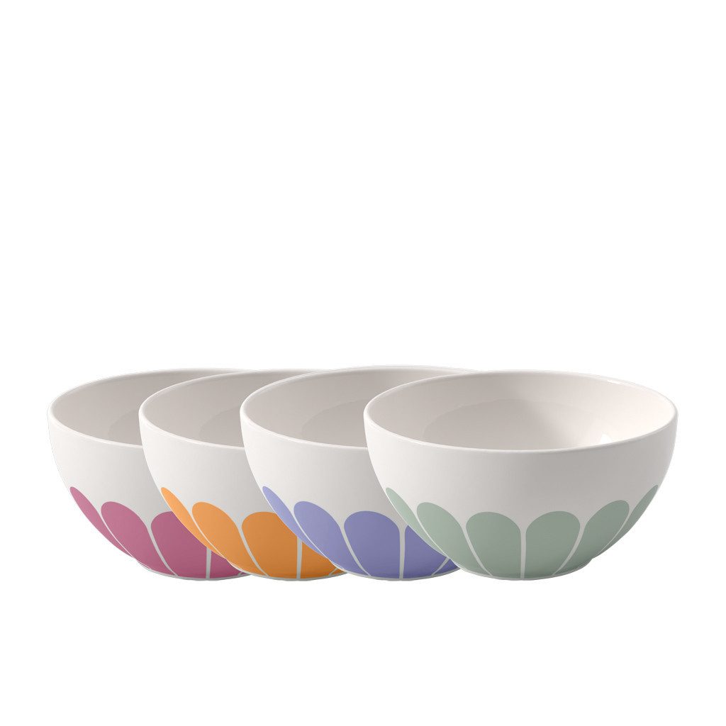 Villeroy & Boch Müslischale Fleur couleur Müslischale 4tlg. 14x14x7cm, Porzellan, (Set, 4-tlg), Premium Porcelain, mikrow.- & spülm.sicher, Made in Germany
