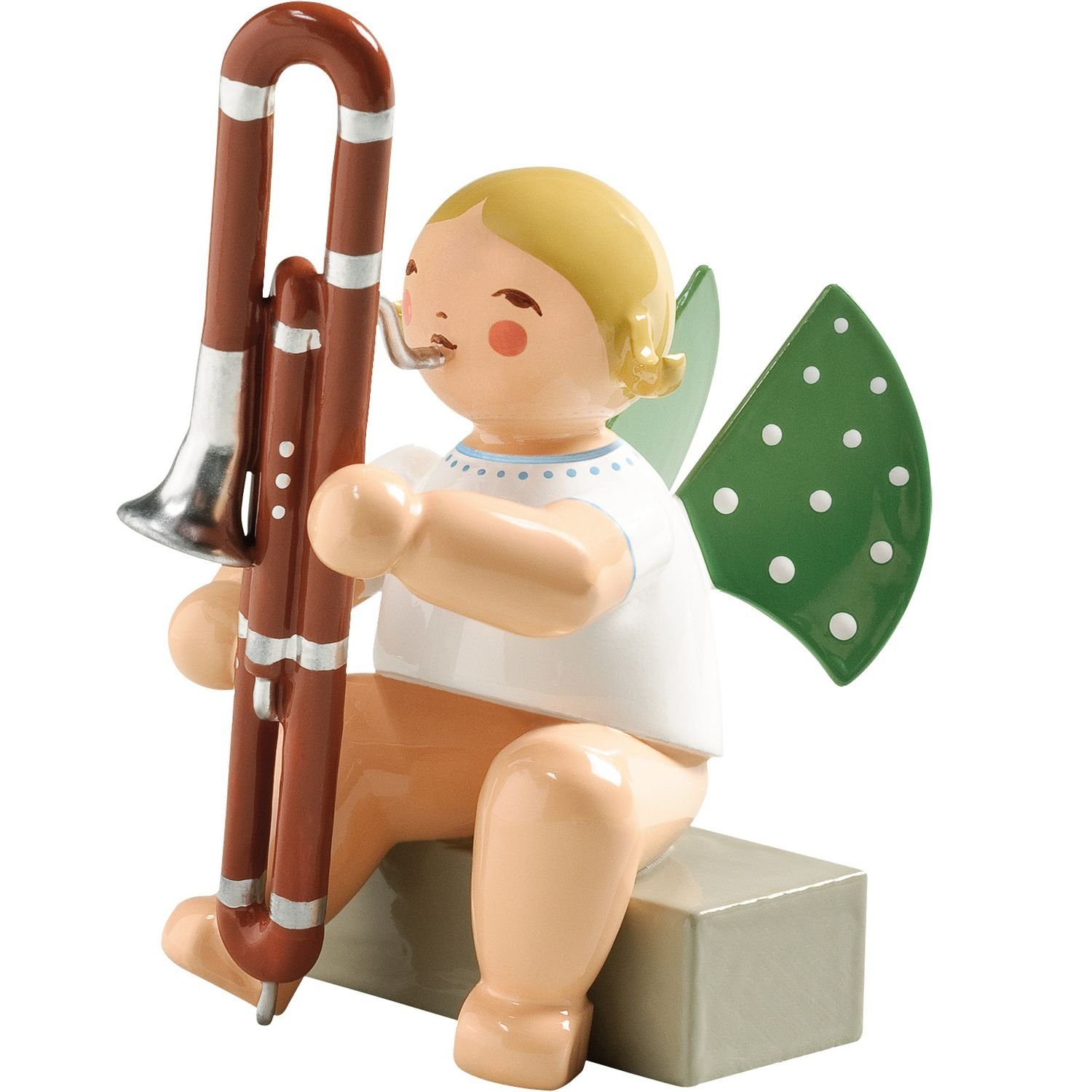 Wendt & Kühn Weihnachtsfigur Engel mit Kontrafagott 650/74A, Haarfarbe zufällig blond oder braunhaarig