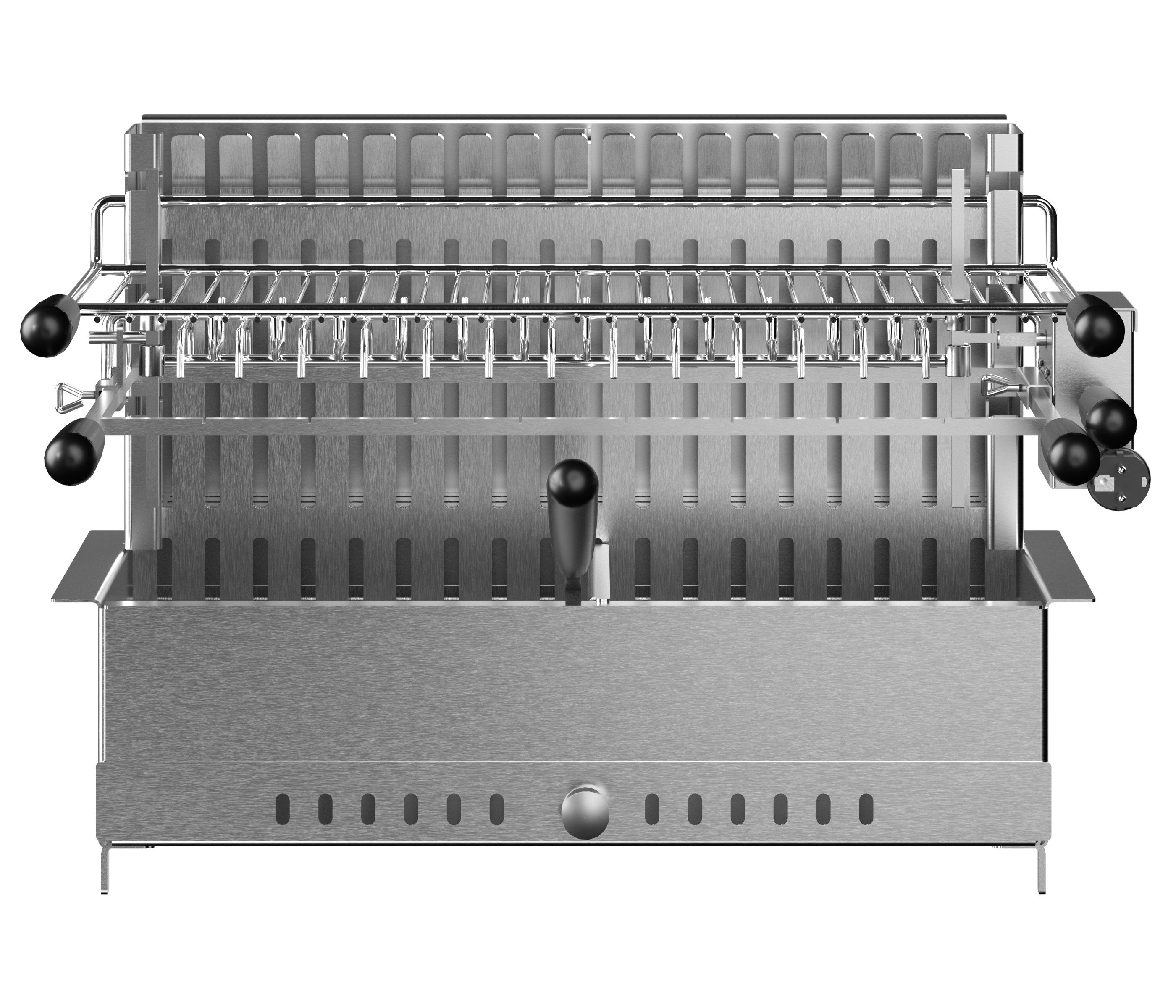 WMF Outdoor-Küche Outdoor-Küche Einbau-Grill, 66 x 47.5 x 43.5 cm, Edelstahl, silber, dreistufiger Holzkohlegrill, inkl. 8x Edelstahlspieße / Auffangschale