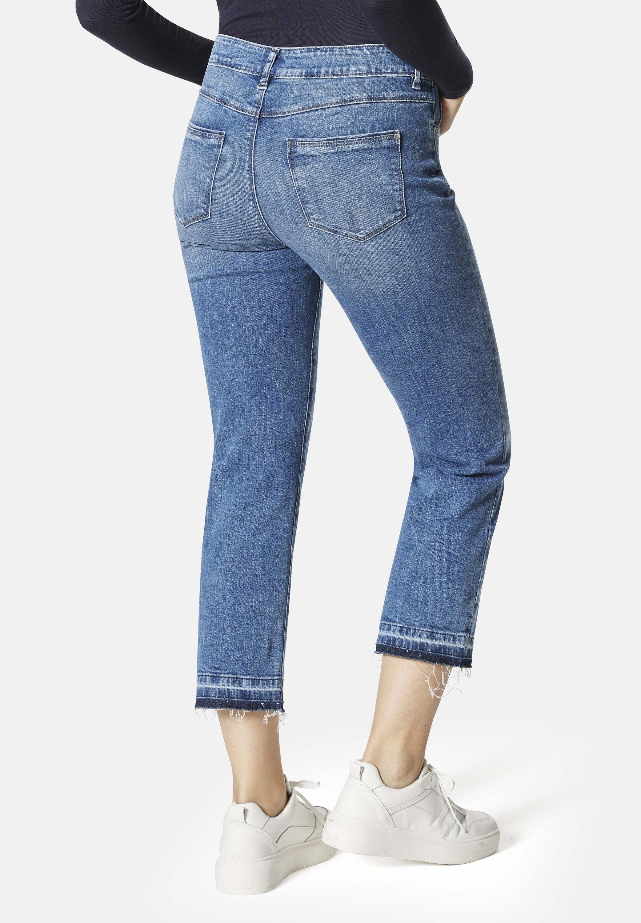 STOOKER WOMEN 5-Pocket-Jeans California Straight Fit Jeans Cropped Straight Fit Cropped Casual Clean Wash Denim Jeans für Damen