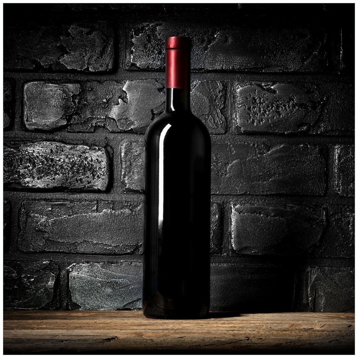 Wallario Tischplatte Rotwein-Flasche Lack für geeignet Abend Ikea am (1 St), Tisch