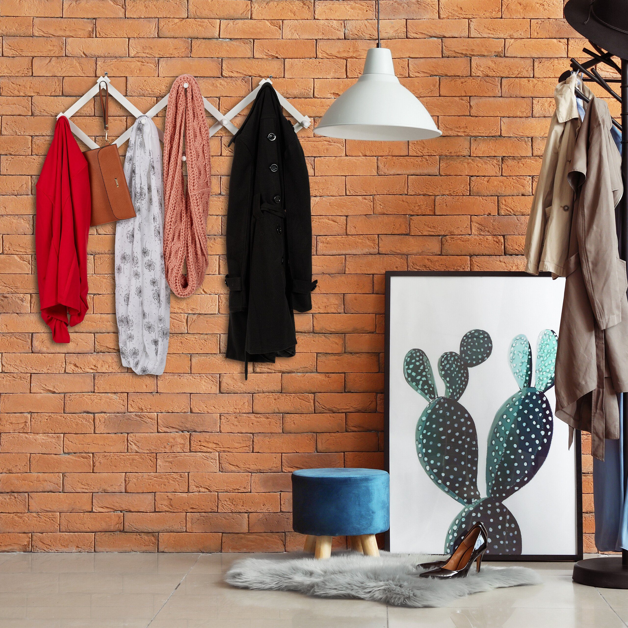 relaxdays Wandgarderobe Ausziehbare Wandgarderobe aus Holz günstig online kaufen