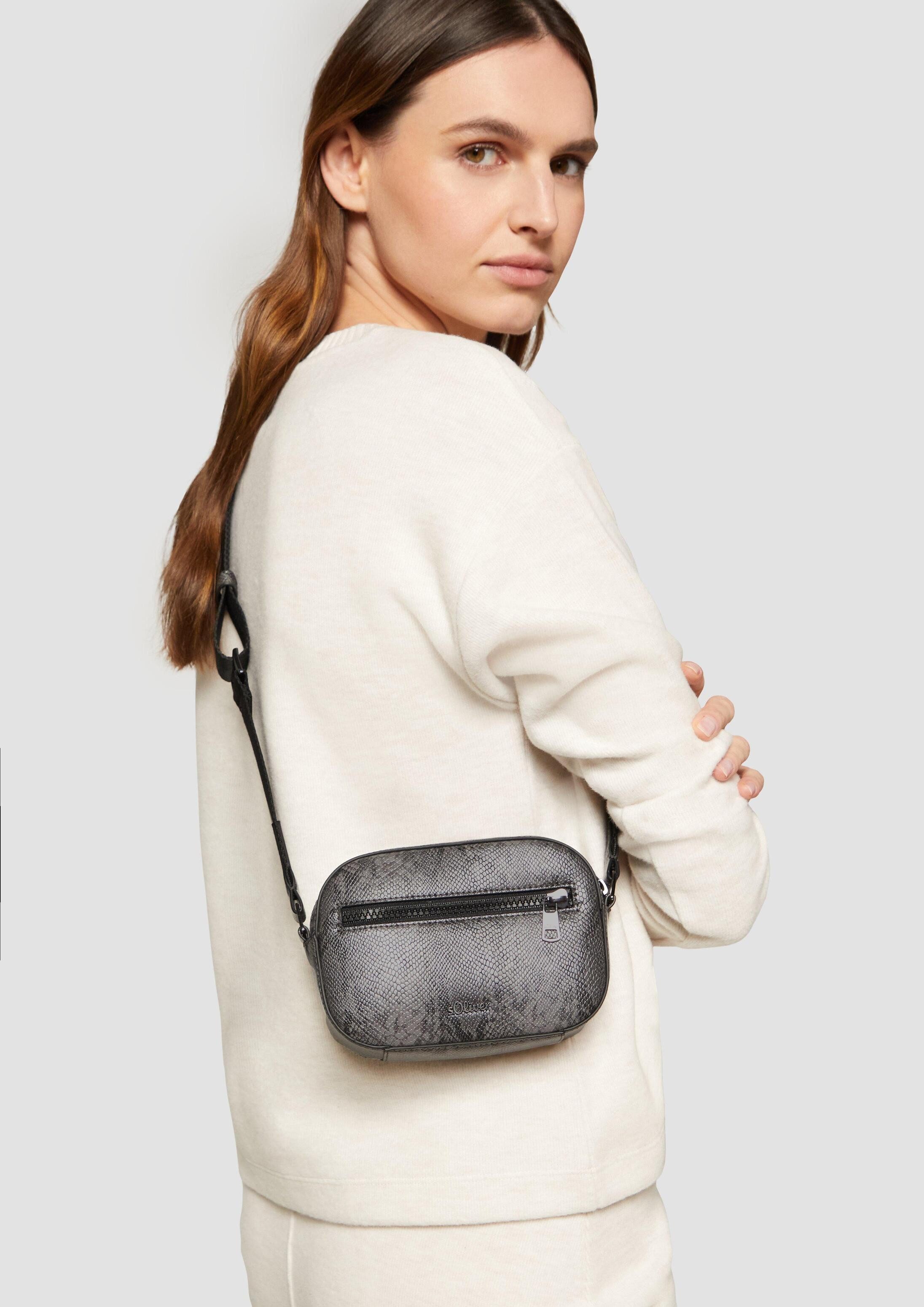 s.Oliver Umhängetasche Tasche, Camera-Bag in Reptilleder-Optik