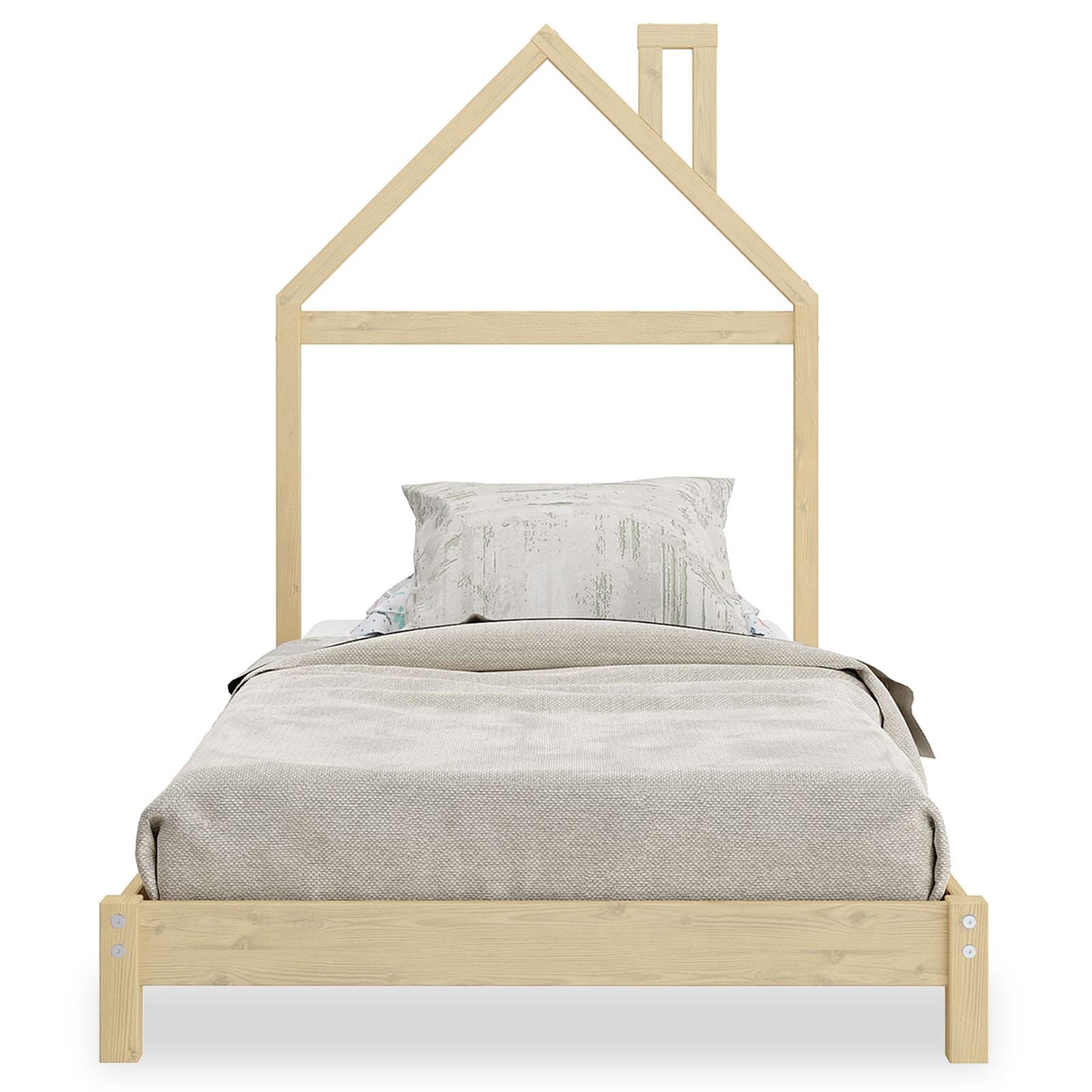 IDIMEX Hausbett LIZ, 90x200 cm Montessori Bodenbett im Hausdesign aus Massivholz Hausbett