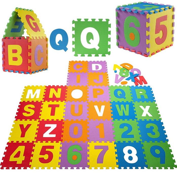 GAMES PLANET Puzzlematte GAMES PLANET XXL Puzzlematte Set mit 86 Teilen (Set) ca. 3 6 m² Zahlen und Buchstaben Kinderspielteppich Alphabet Spielteppich Spielmatte für Kinder