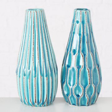 BOLTZE Tischvase Boltze, 2er-Set Vase Lenja, türkis blau