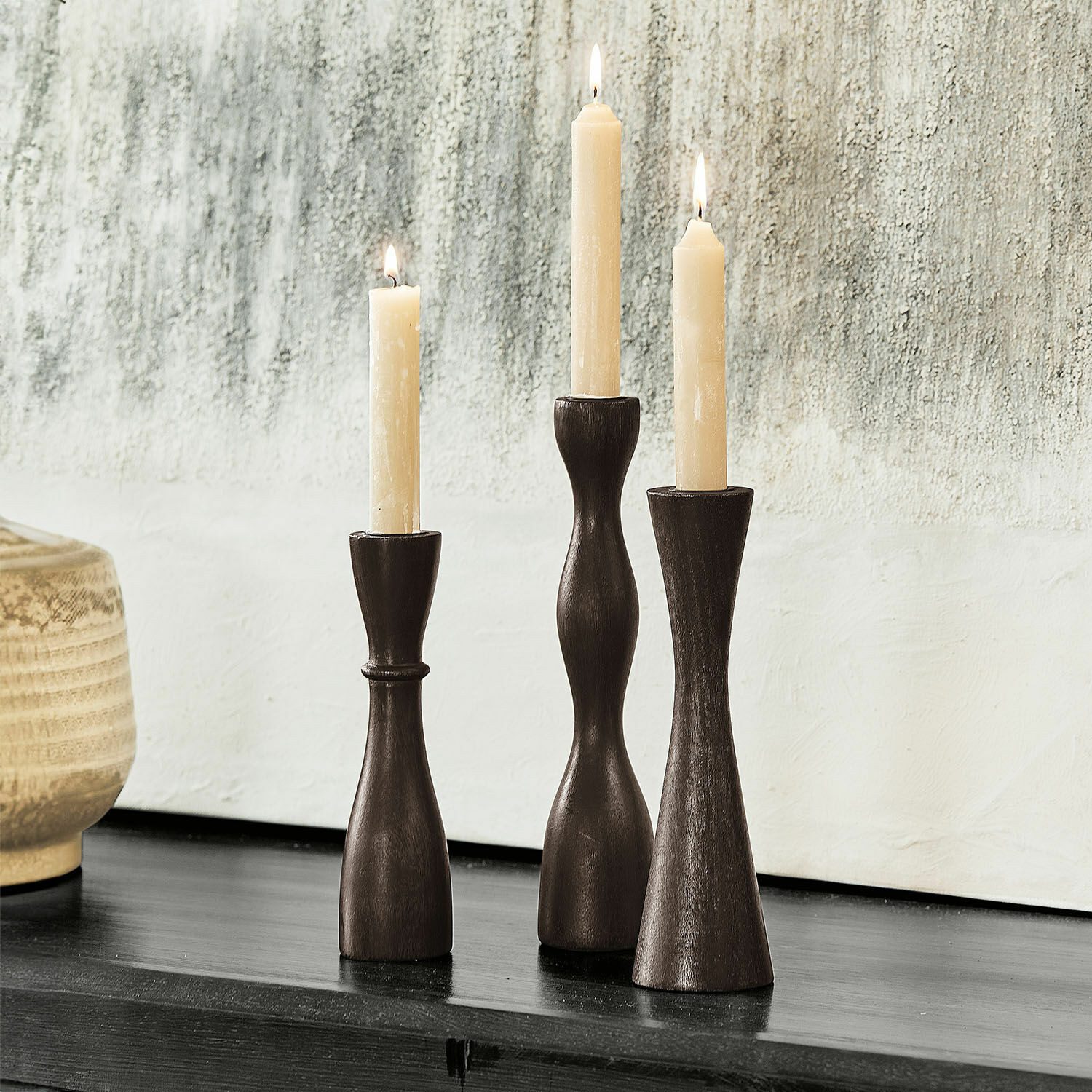 Mirabeau Kerzenständer Kerzenständer 3er Set Méléandre schwarz