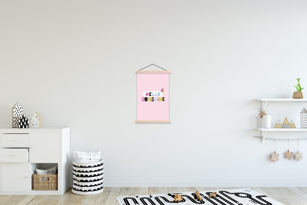 MuchoWow Poster Sommer - Eiscreme - Pastell - Rosa, (1 St), Posterleiste, Textilposter für Wohnzimmer, Bilderleiste, Magnetisch