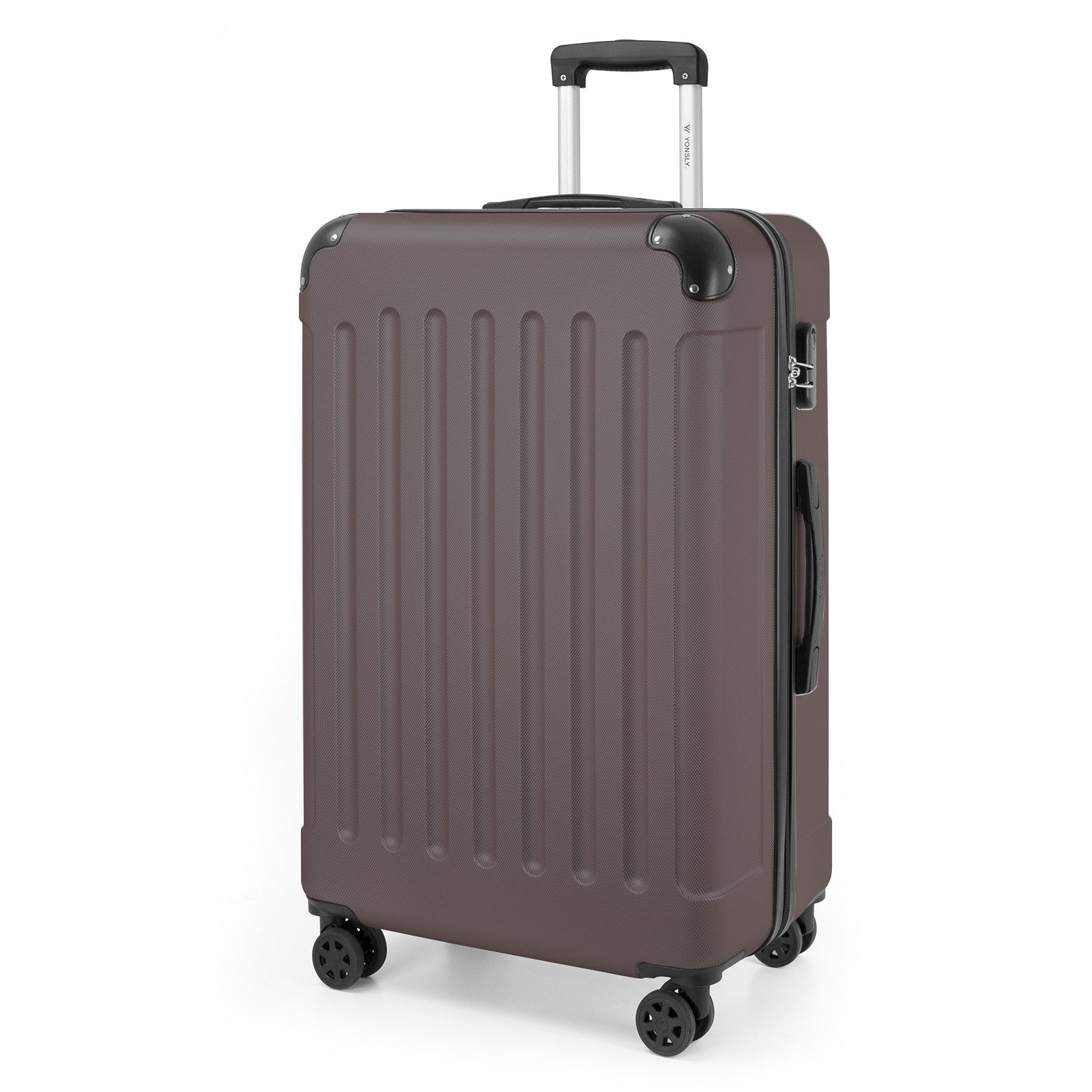 YONSLY Hartschalen-Trolley Hartschalen-Reisekoffer Trolley Rollkoffer in S/M/L/XL Größen, 4 Rollen, mit 360°-Lenkrollen, Zahlenschloss und mehrstufigem Teleskopgriff