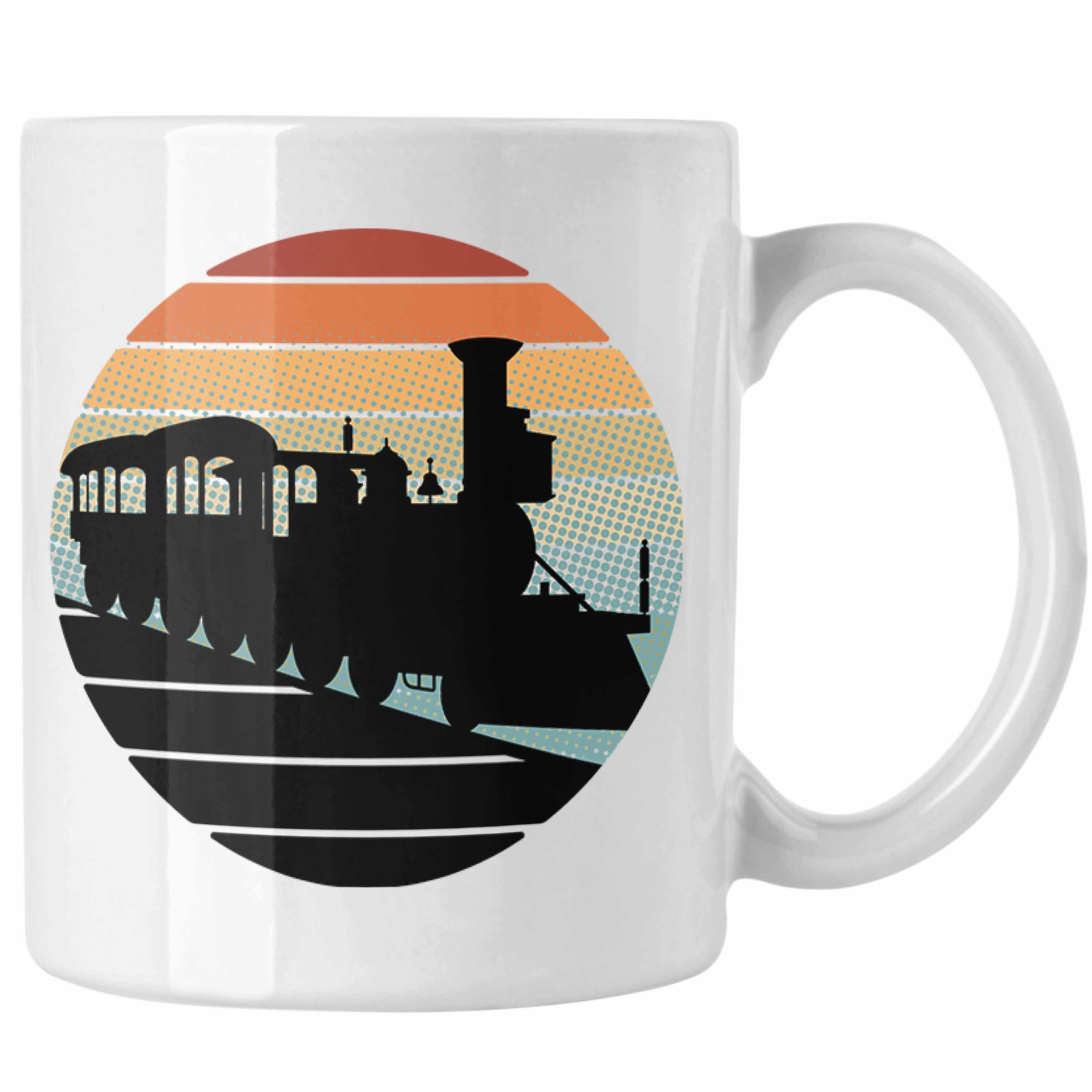 Trendation Tasse Lustige Eisenbahn Tasse für Eisenbahner Geschenk Vintage Grafik Weiss