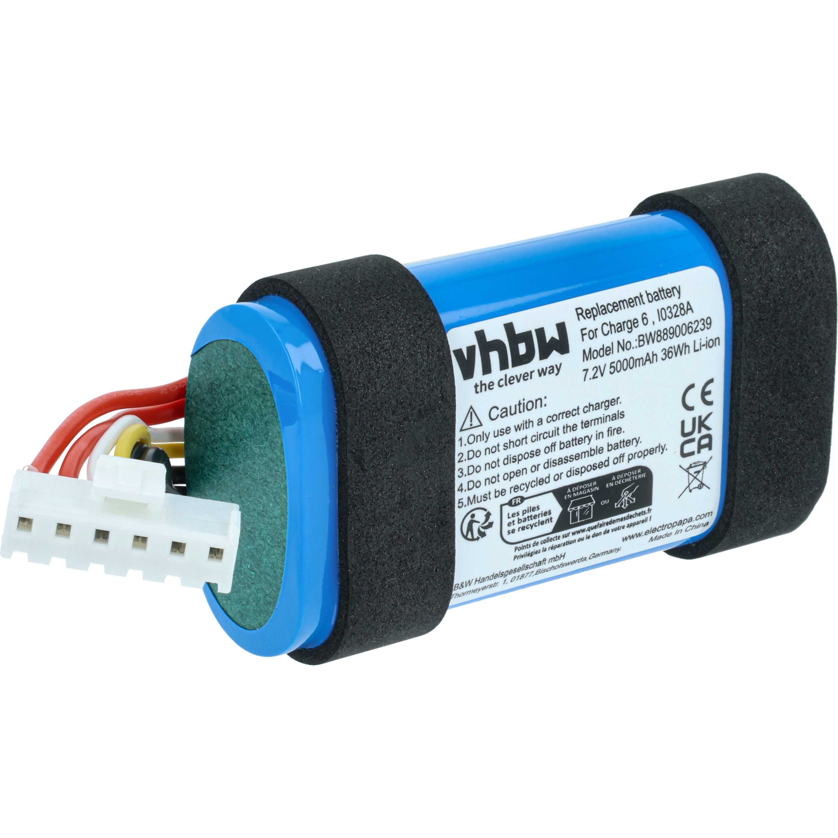 vhbw Akku Ersatz für JBL I0328A für Lautsprecher (5000 mAh, 7,2 V, Li-Ion) Akku Akku Li-Ion 5000 mAh (7,2 V, 1 St), Leistungsfähiger Austausch-Akku für Outdoor Lautsprecher