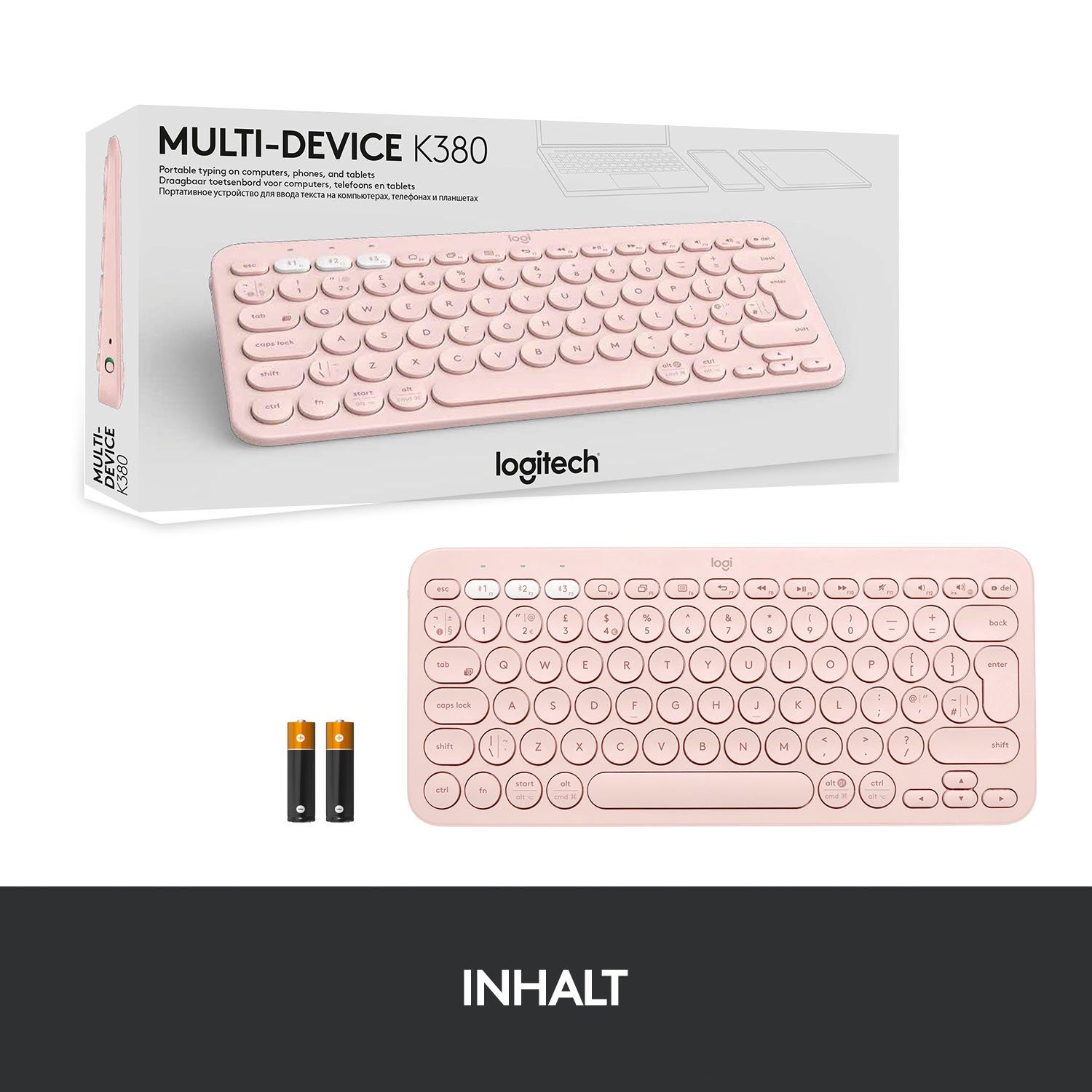 Logitech K380 Rose MULTI-DEVICE Wireless-Tastatur