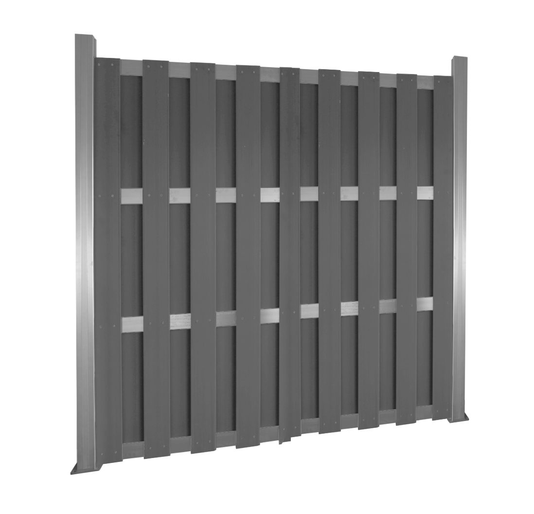 DeToWood Sichtschutzelement WPC Lamellen Sichtschutzzaun in verschiedenen Varianten, Ober- und Unterschiene inklusve