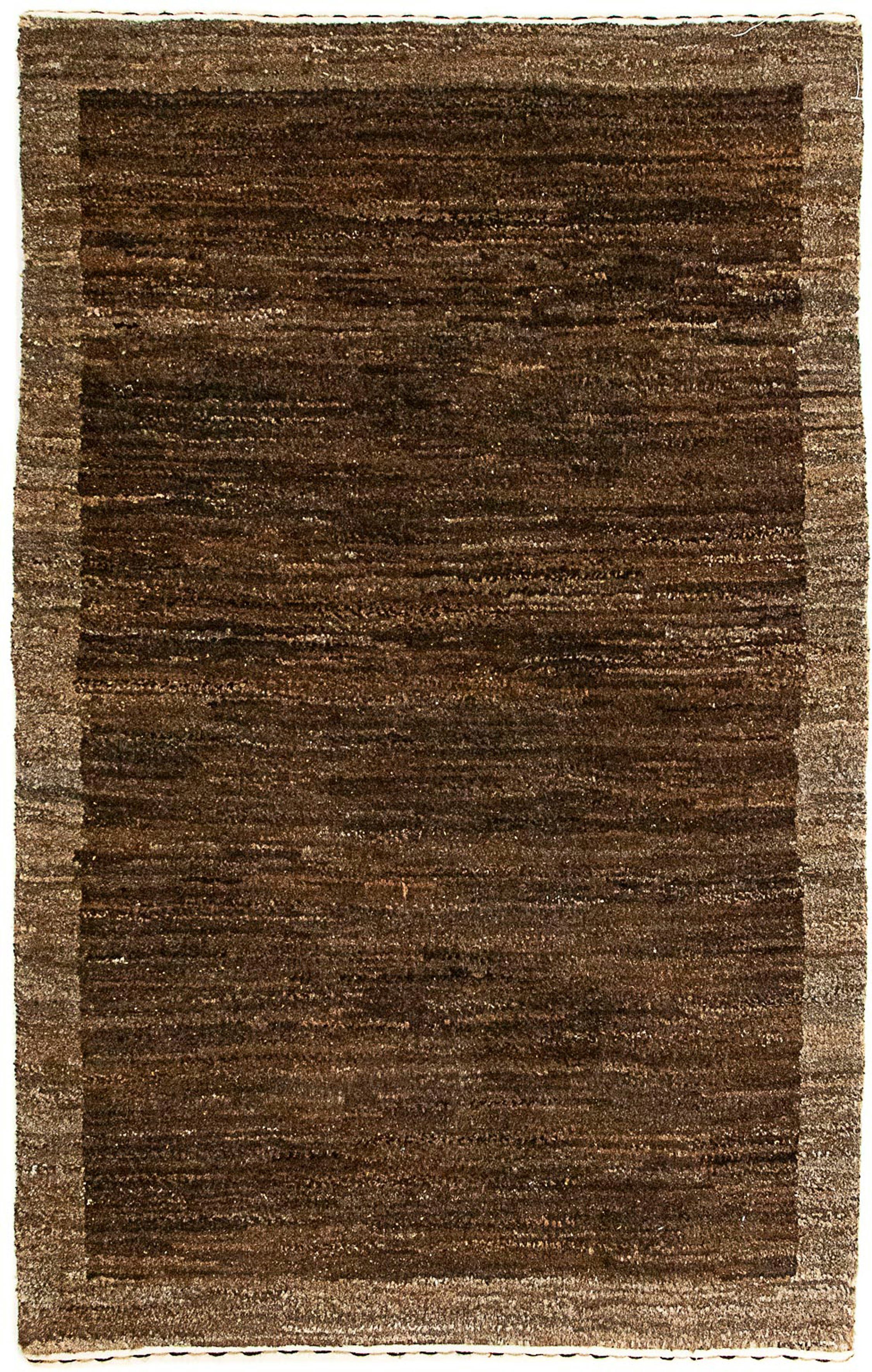 Gabbeh Indus - 18 Höhe: Wohnzimmer, mm, morgenland, x Wollteppich Einzelstück mit 96 - Zertifikat Handgeknüpft, cm 62 - rechteckig, dunkelbraun,