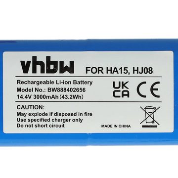 vhbw Ersatz für Medion HJ08, HA15 für Staubsauger-Akku Li-Ion 3000 mAh (14,4 V)