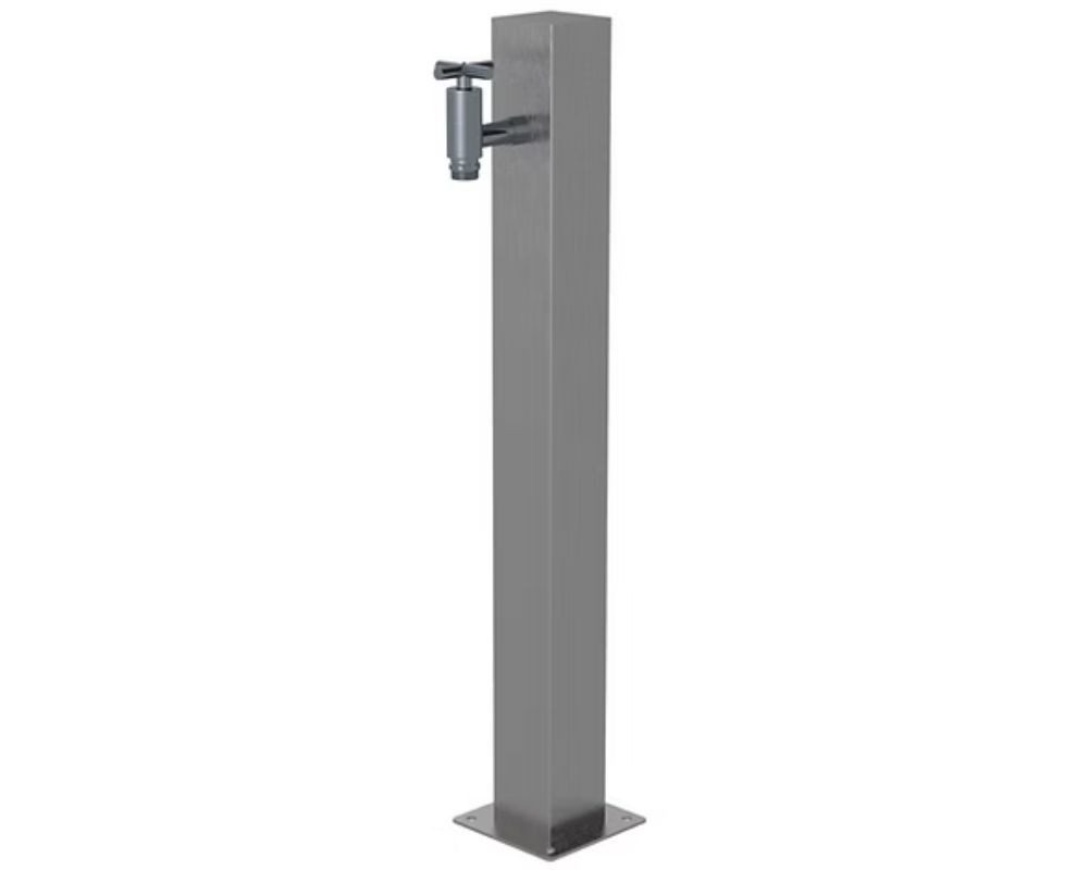 Ideal Eichenwald Gartendusche Wasserzapfsäule 80x80 eckig Kaltwasser Edelstahl V2A geschliffen