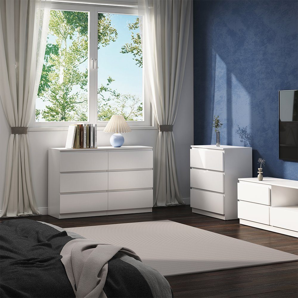 Vicco Kommode Calisto, Weiß/Weiß, 120 x 78.5 cm (1 St)
