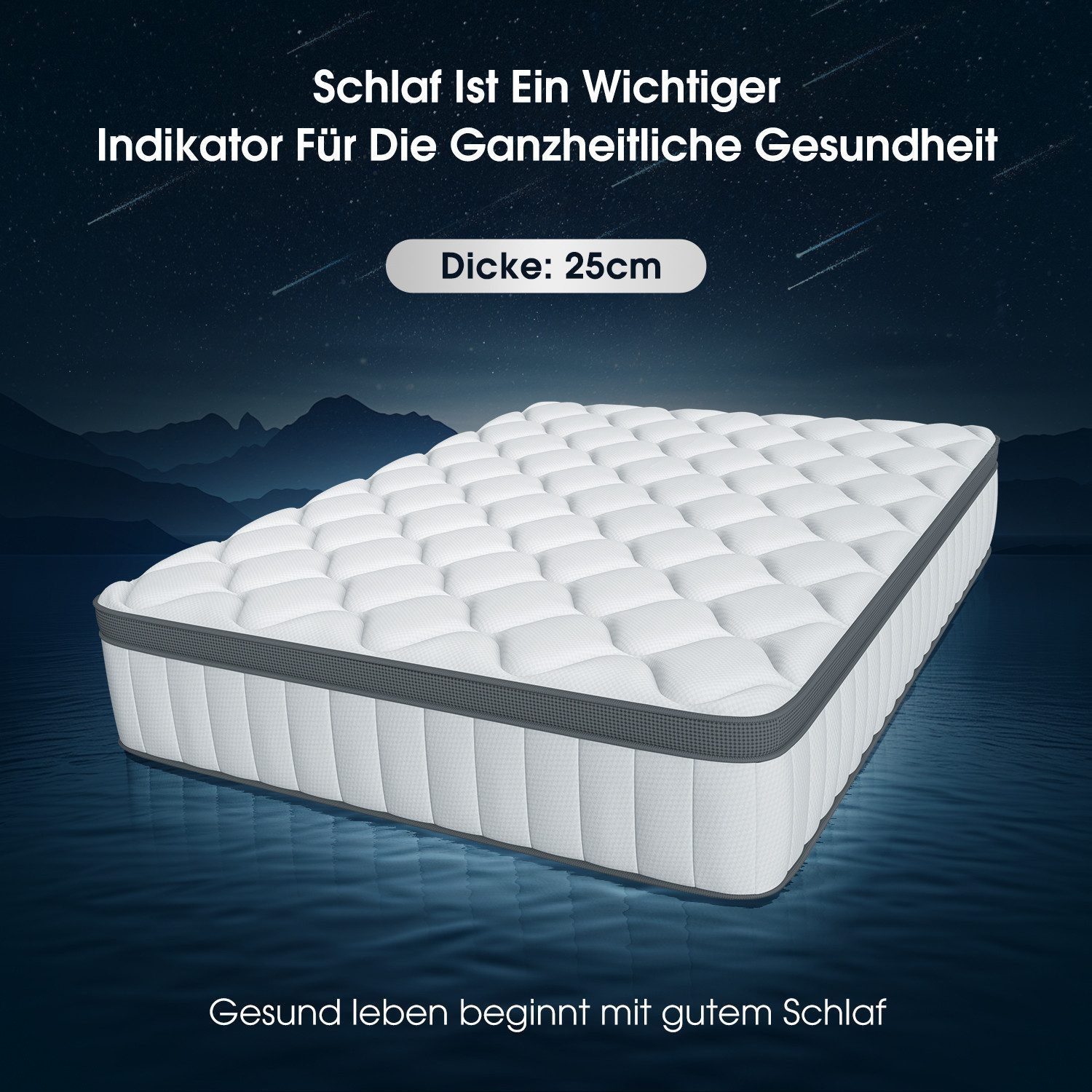 Taschenfederkernmatratze Matratze, 7-Zonen Federkernmatratze Matratzen, Hiazurm, 25 cm hoch, (mit Spannbettlaken,EU-Qualitätszertifizierung, Atmungsaktiv, Orthopädisch, EU-Qualitätszertifizierung, Atmungsaktiv, Orthopädisch), Matratze 90x200 cm oder 140x200 cm, für Kinder und Erwachsen