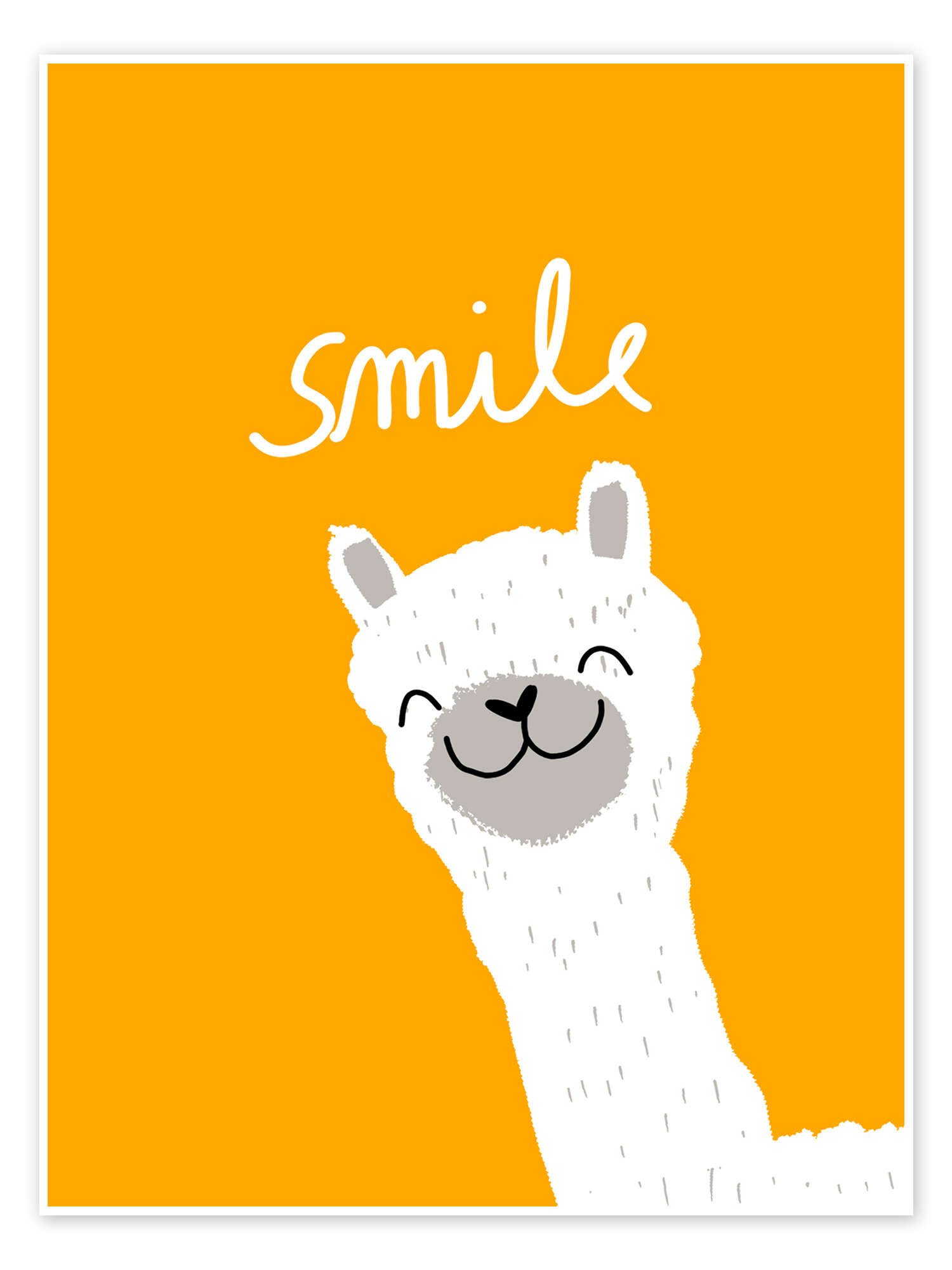 Posterlounge Wandbild Alpaka Smile, Julia Reyelt, erhältlich als Poster, Leinwandbild, Wandsticker oder Acrylglasbild