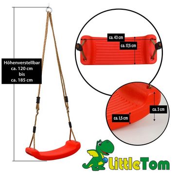 LittleTom Einzelschaukel Kinderschaukel Brettschaukel bis 80 kg Rot, 43x17,5cm Garten Schaukel-Brett