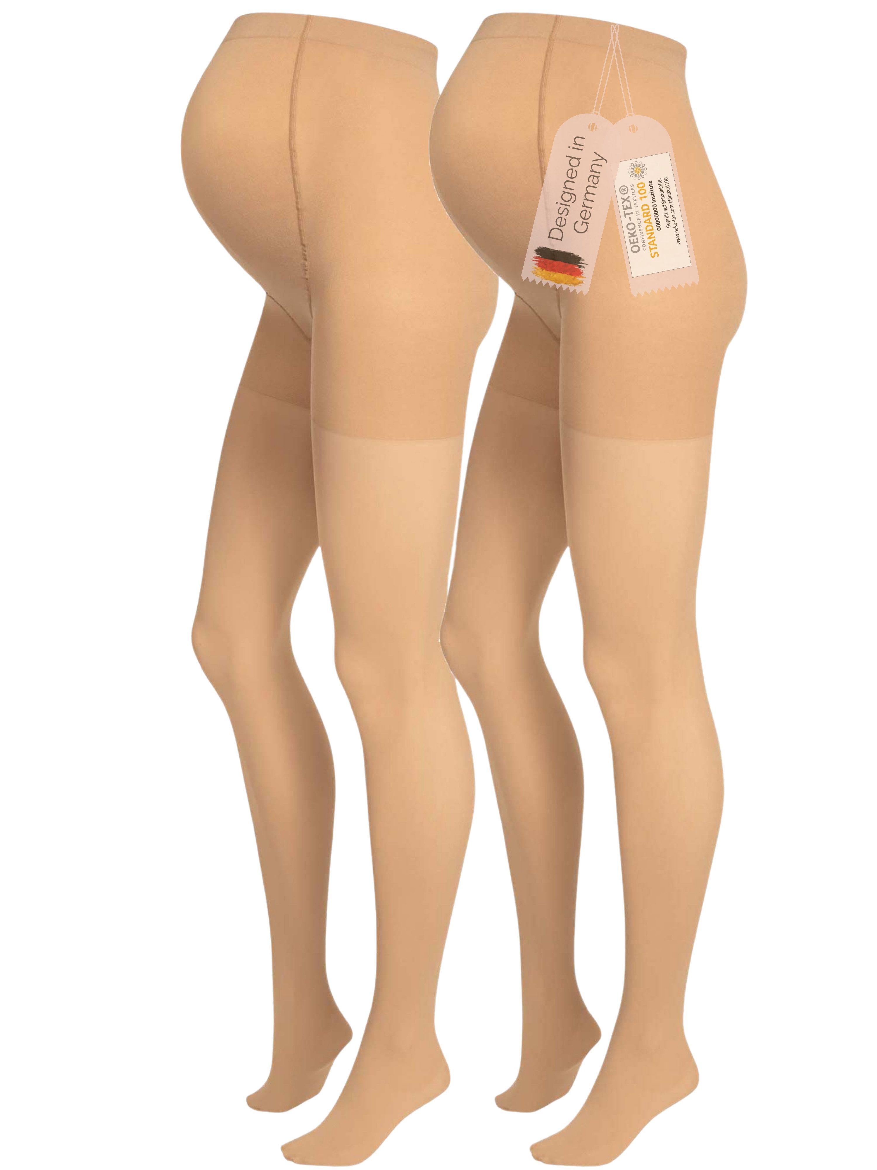 Herzmutter Umstandsstrumpfhose Schwangerschaftsstrumpfhose - Halb-Transparent 50 DEN (2 St. 2er-Pack) Matt-Soft